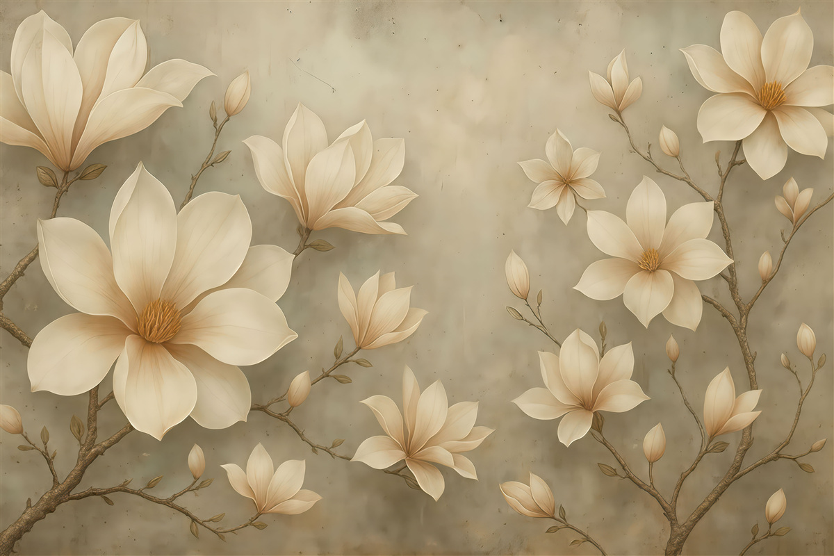 Fototapeta kremowe magnolie w subtelnej elegancji