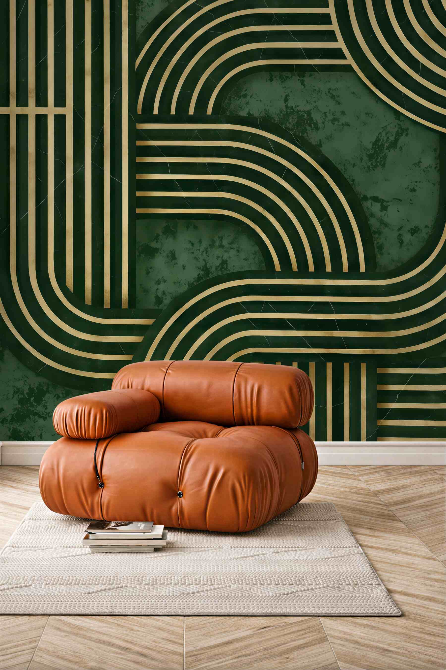 Fototapeta szmaragdowe linie art deco