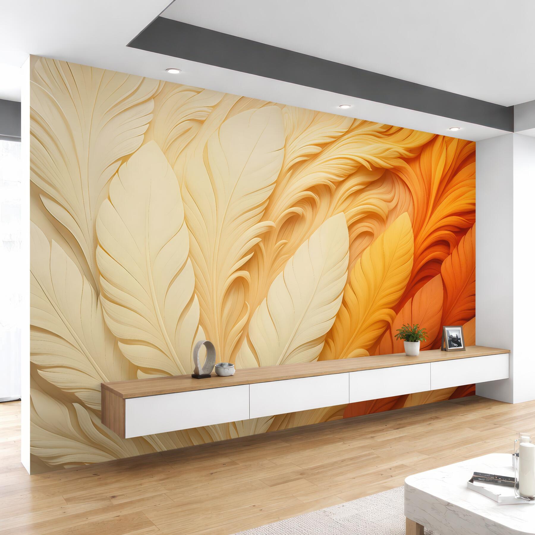 Fototapeta złote pióra w ciepłych tonach