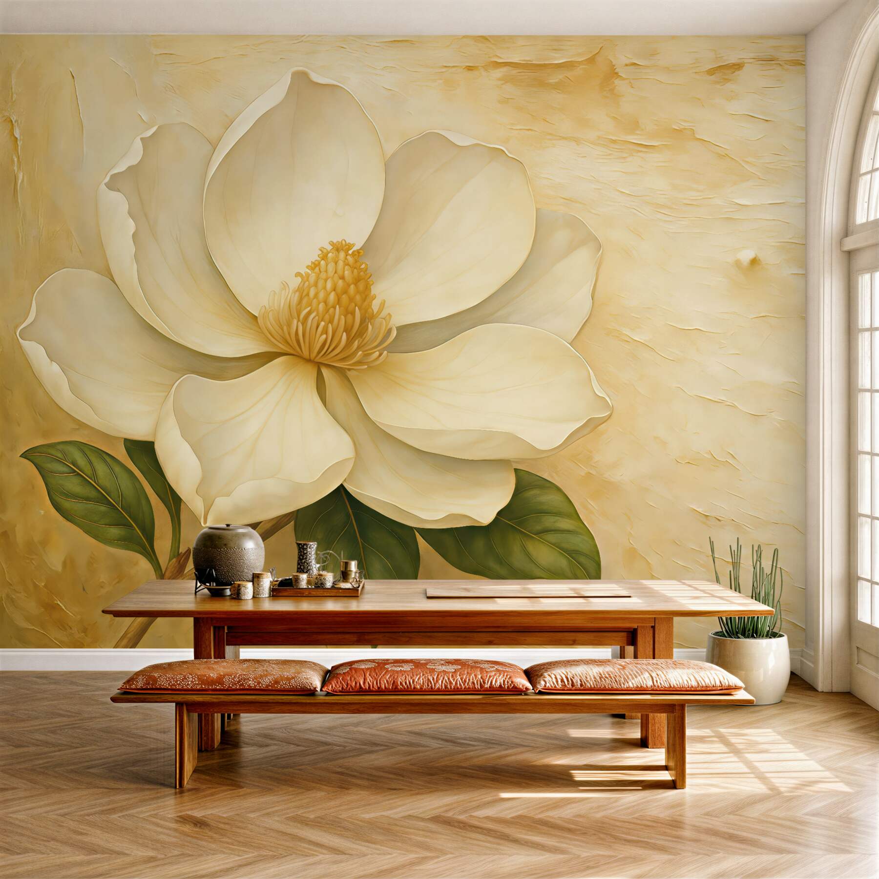 Fototapeta kremowa magnolia w eleganckim stylu