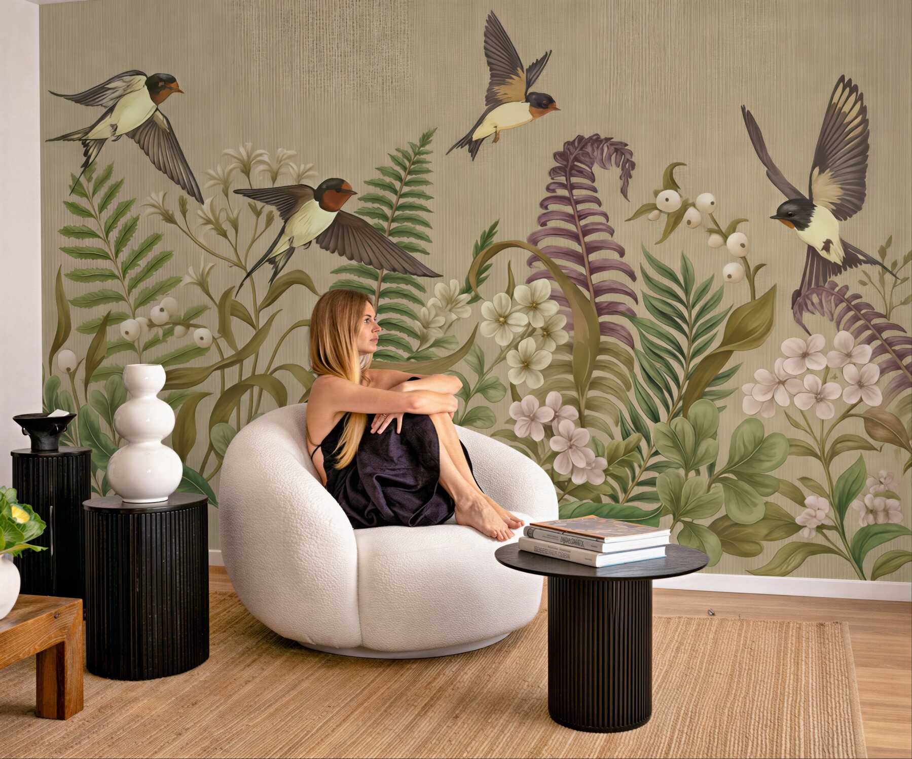 Fototapeta jaskółki w botanicznym ogrodzie