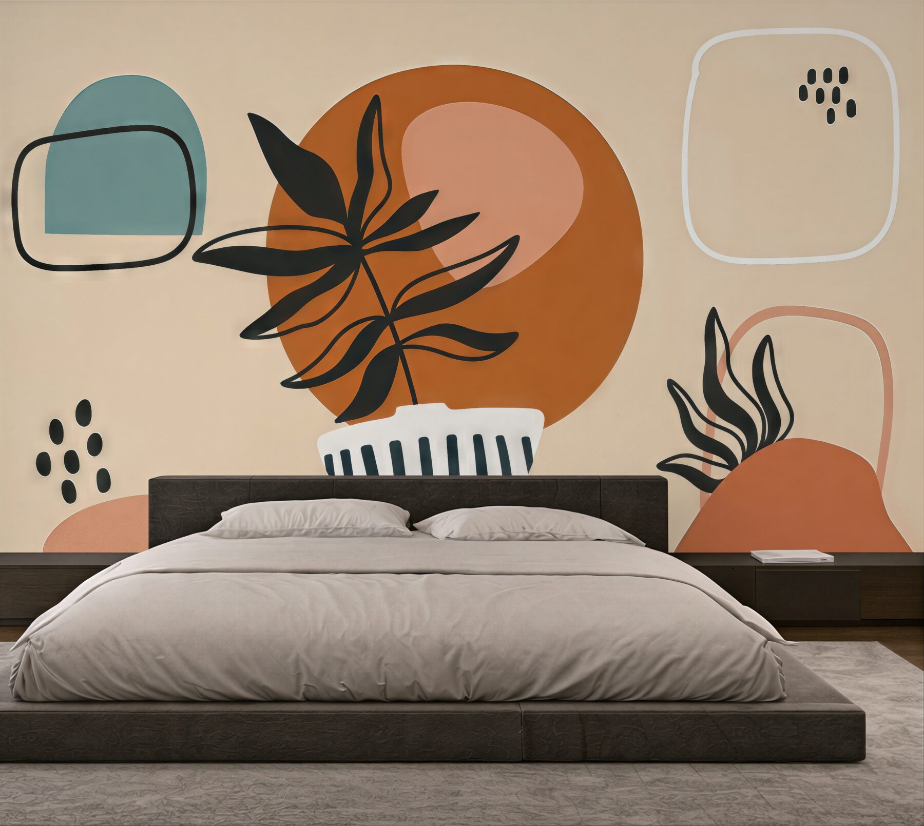 Fototapeta abstrakcyjne liście w stylu boho