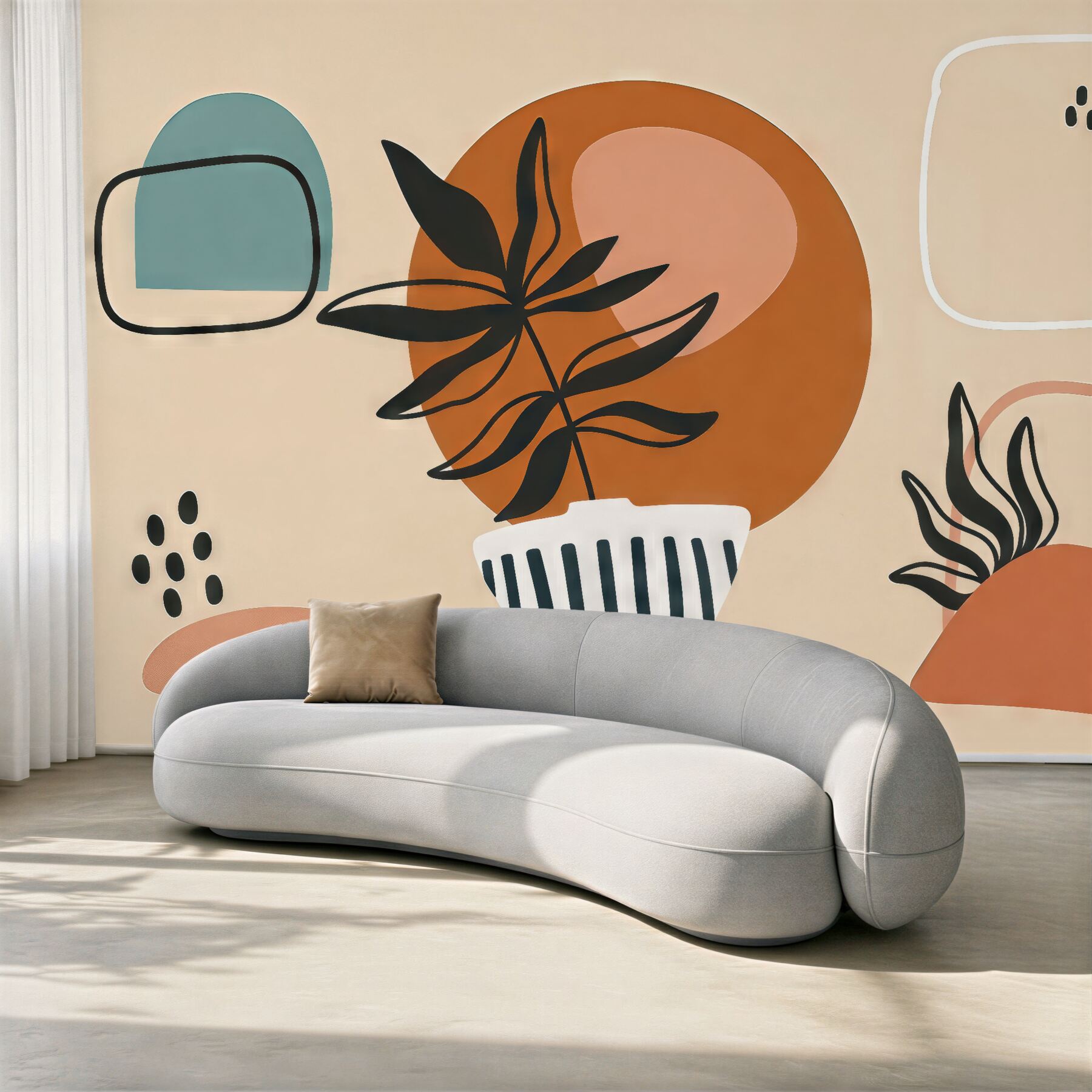 Fototapeta abstrakcyjne liście w stylu boho