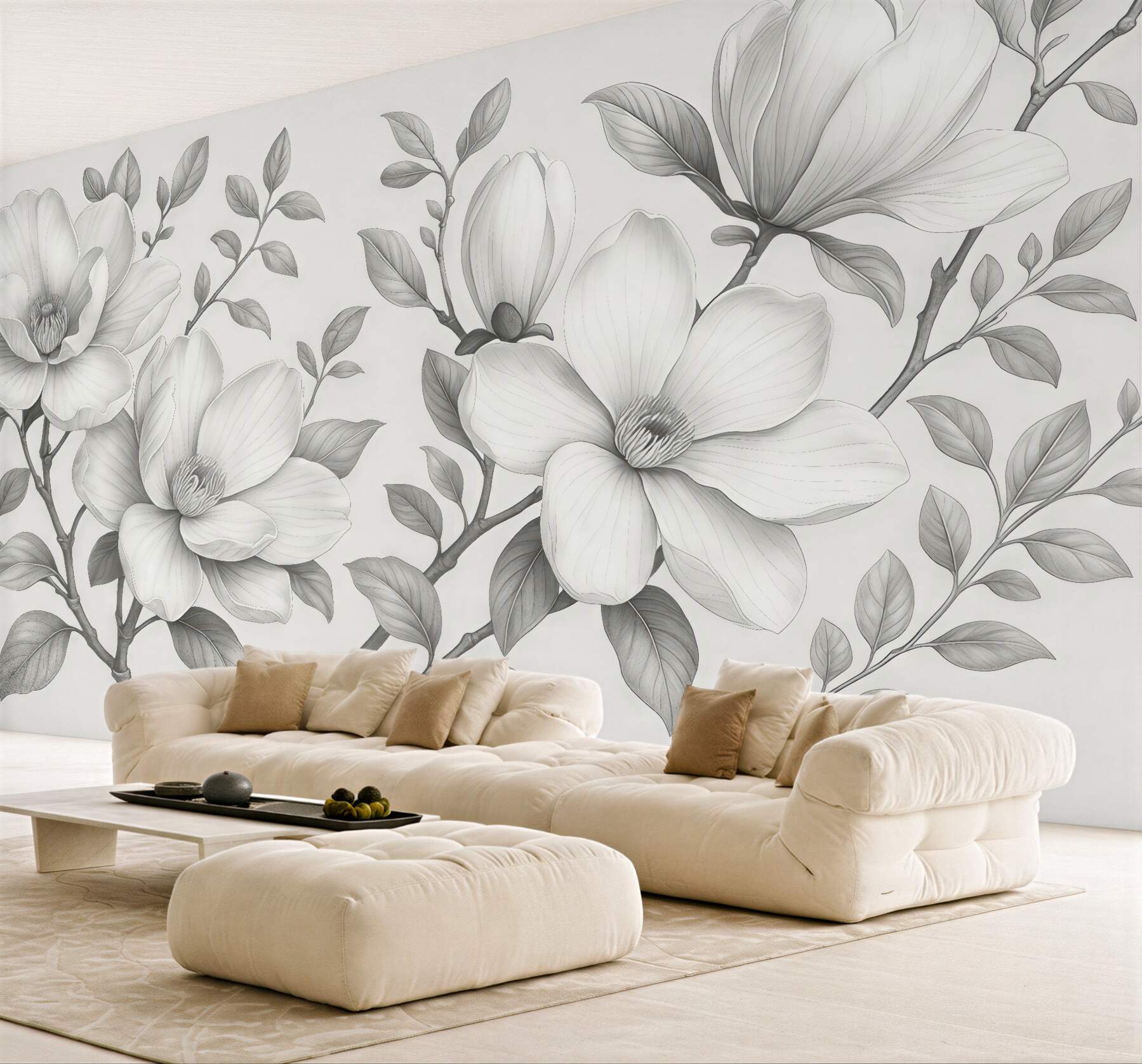 Fototapeta subtelne magnolie w szarościach