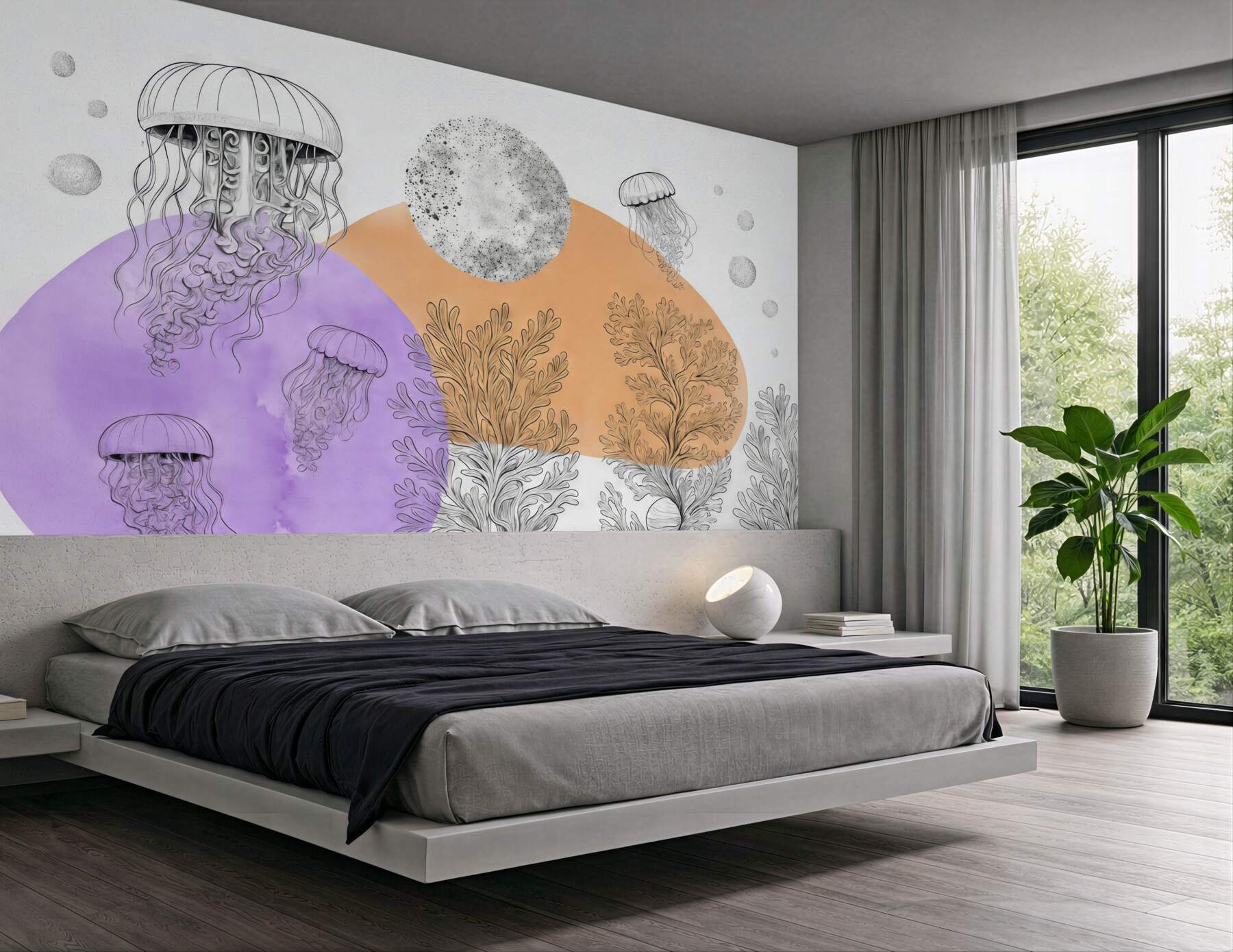 Fototapeta meduzy i algi w pastelach