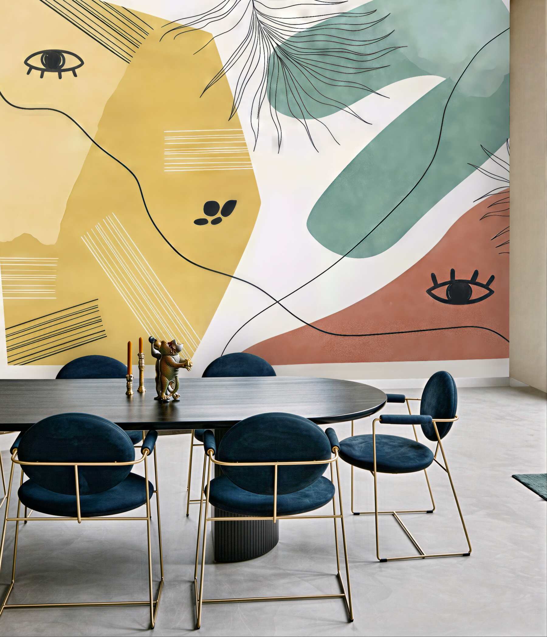 Fototapeta abstrakcyjne twarze w kolorach boho