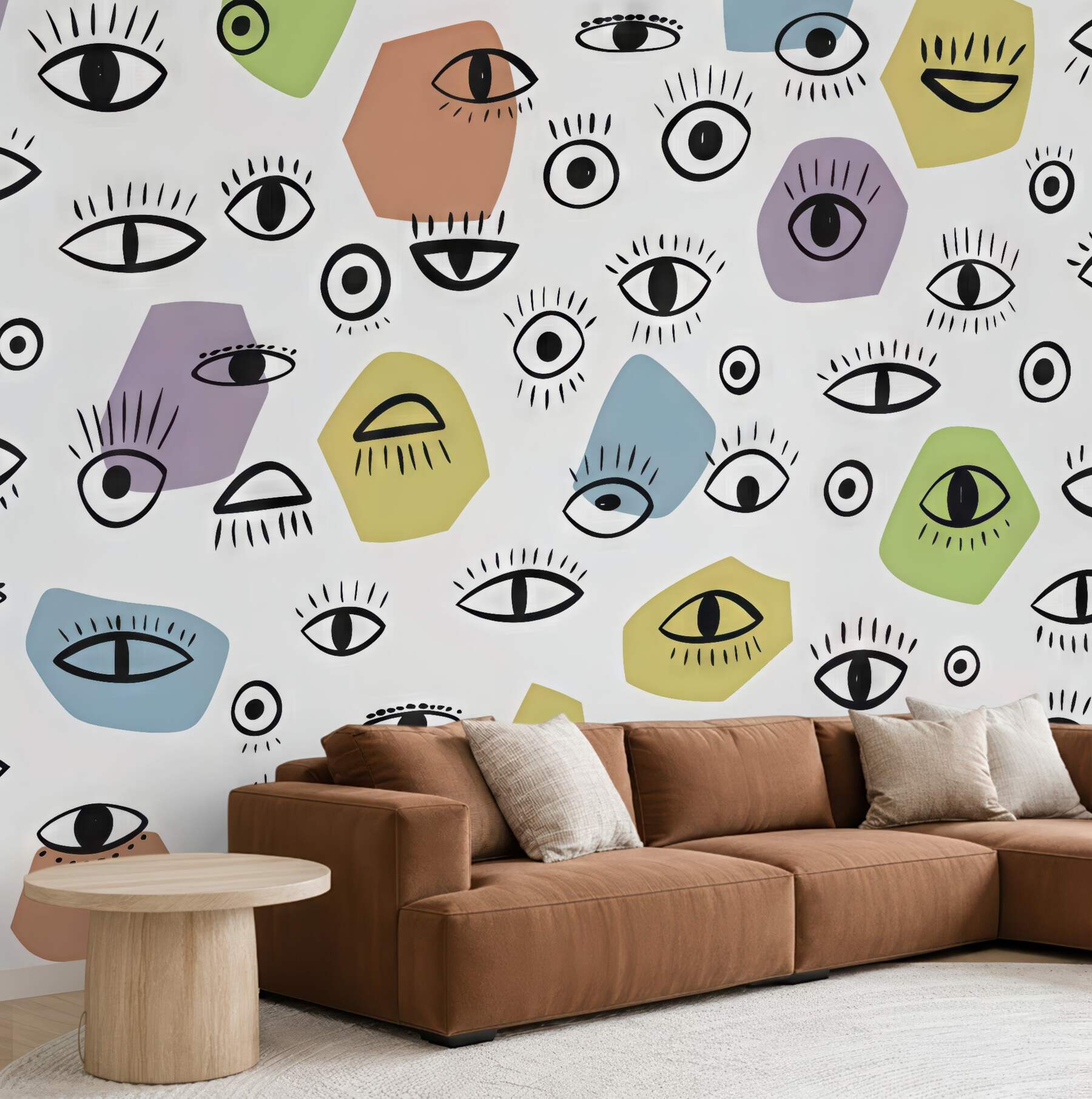 Fototapeta abstrakcyjne oczy w pastelowych kształtach