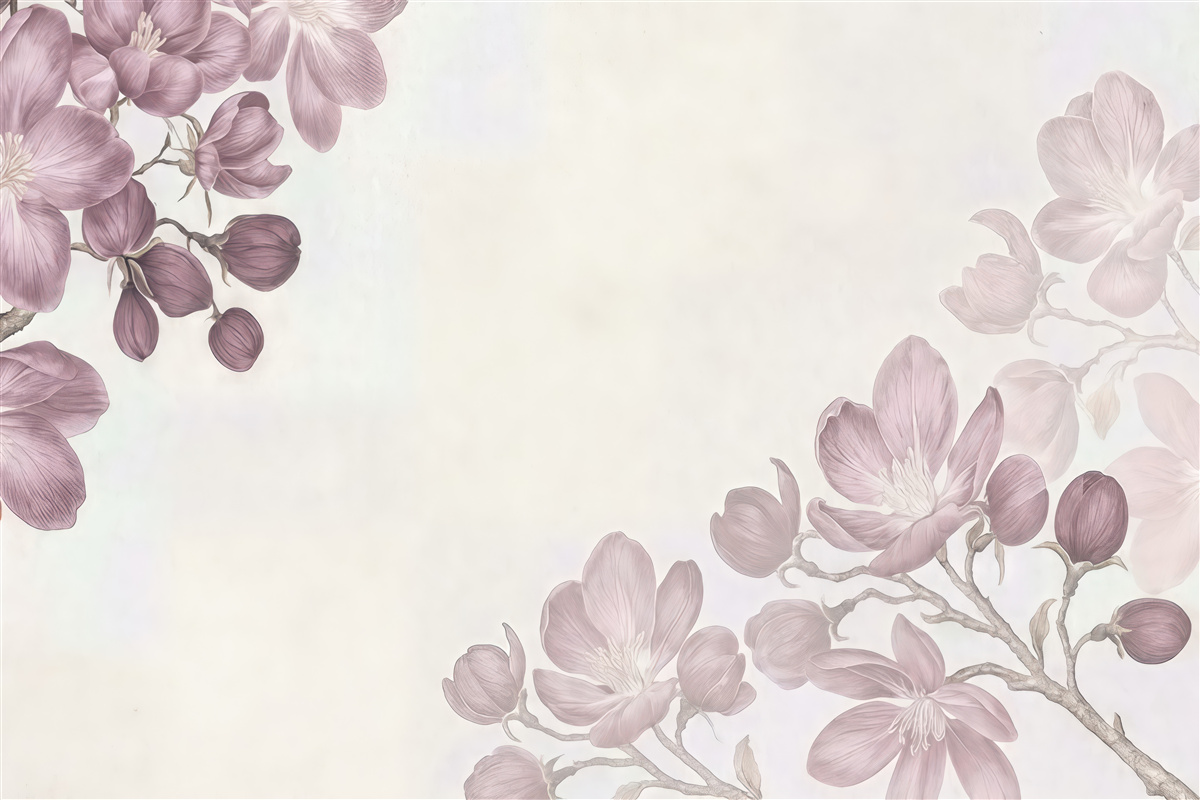 Fototapeta pudrowe magnolie na jasnym tle
