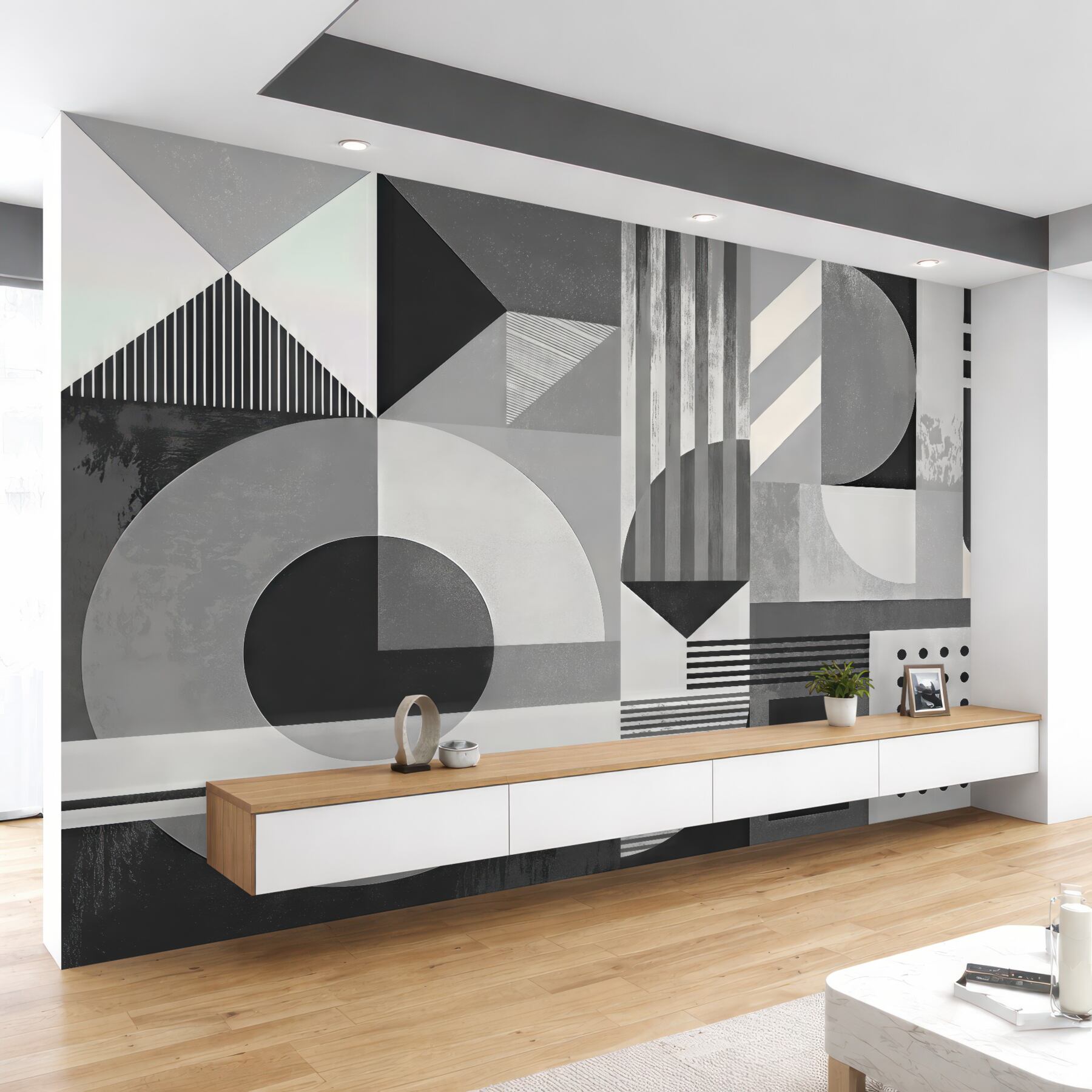Fototapeta geometryczna kompozycja w odcieniach szarości