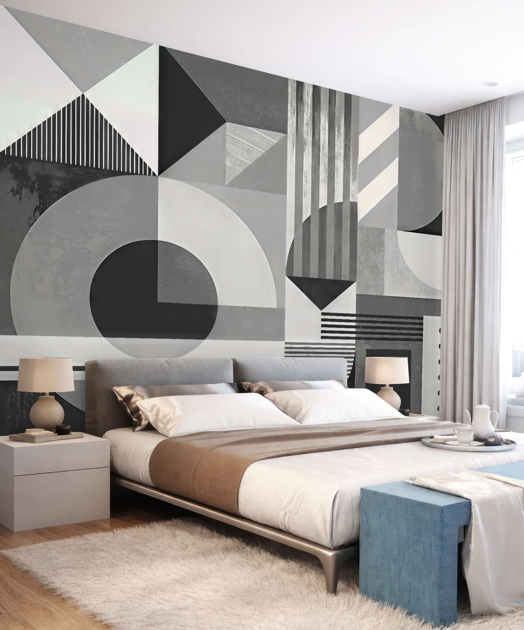 Fototapeta geometryczna kompozycja w odcieniach szarości