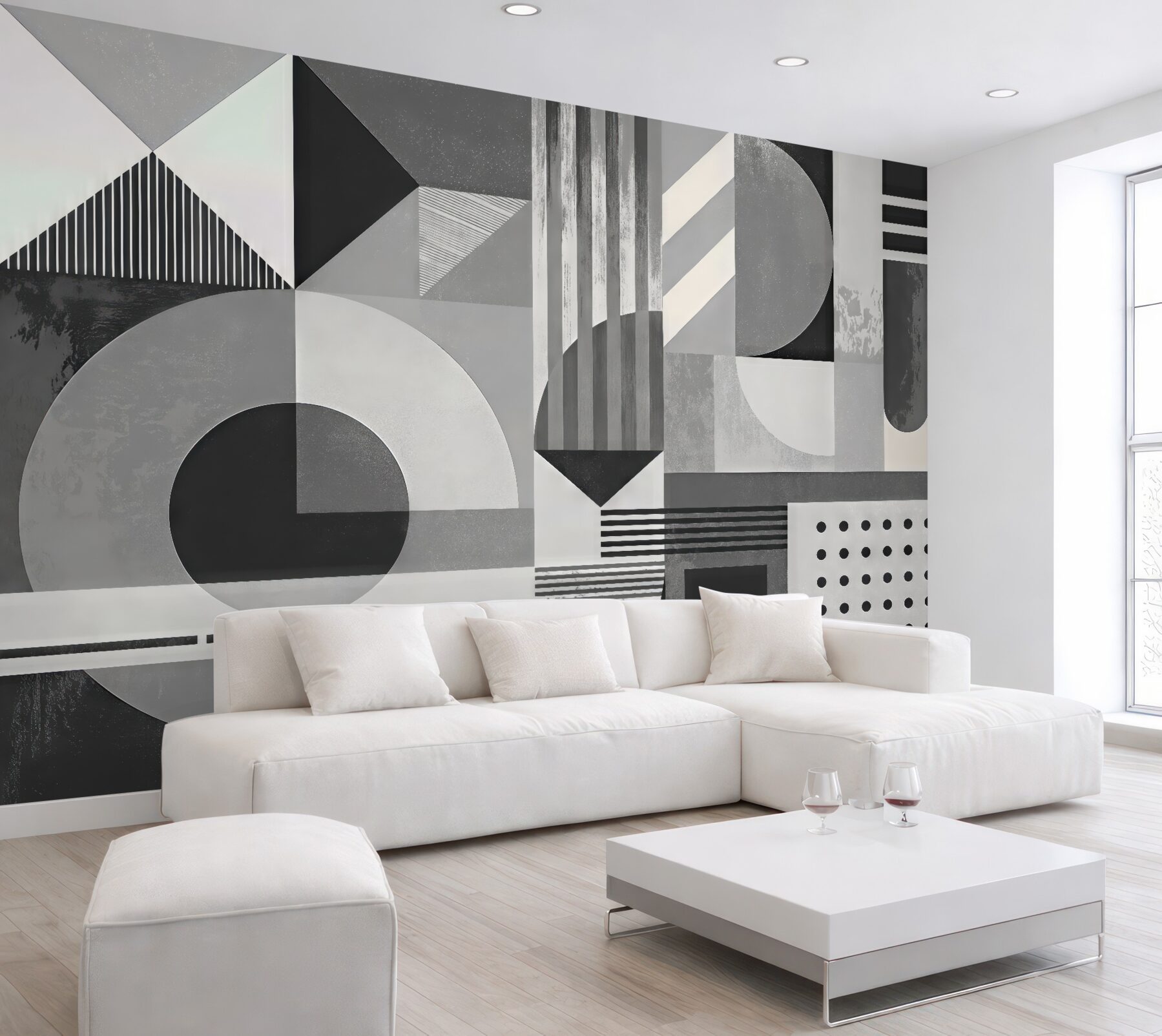 Fototapeta geometryczna kompozycja w odcieniach szarości