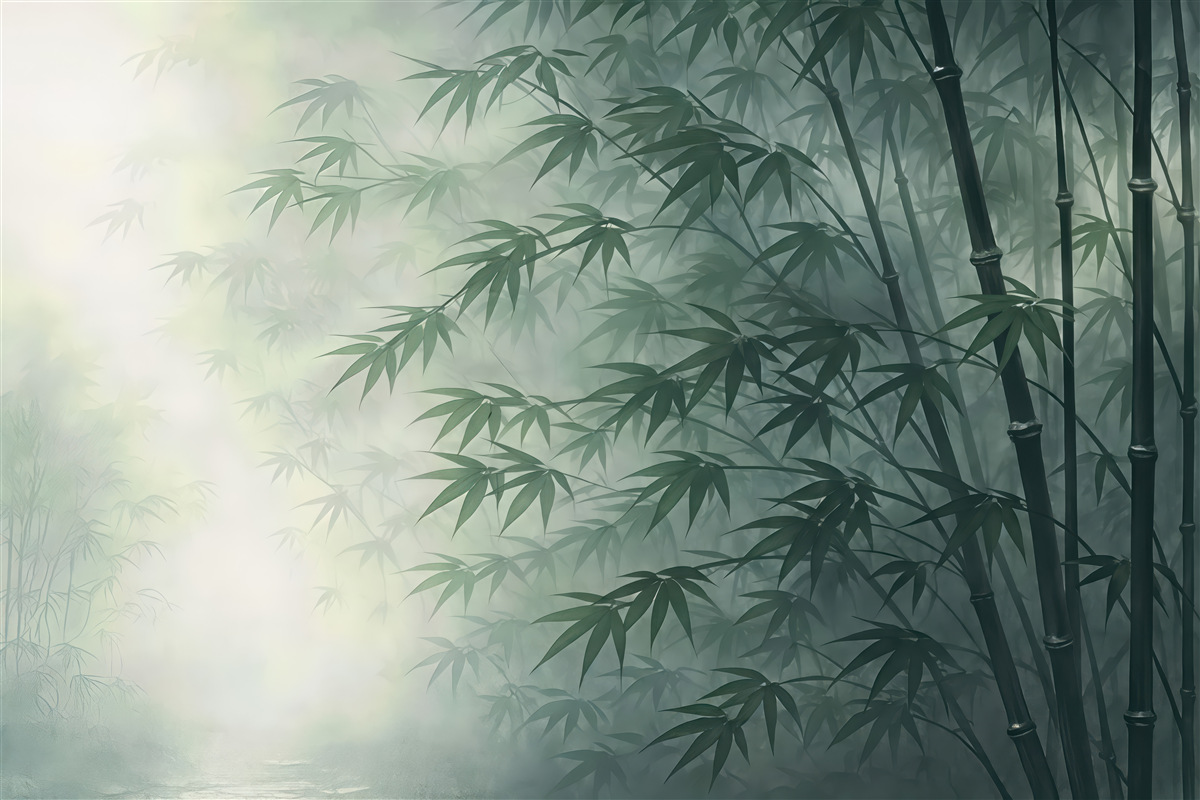 Fototapeta tajemniczy bambus we mgle zen