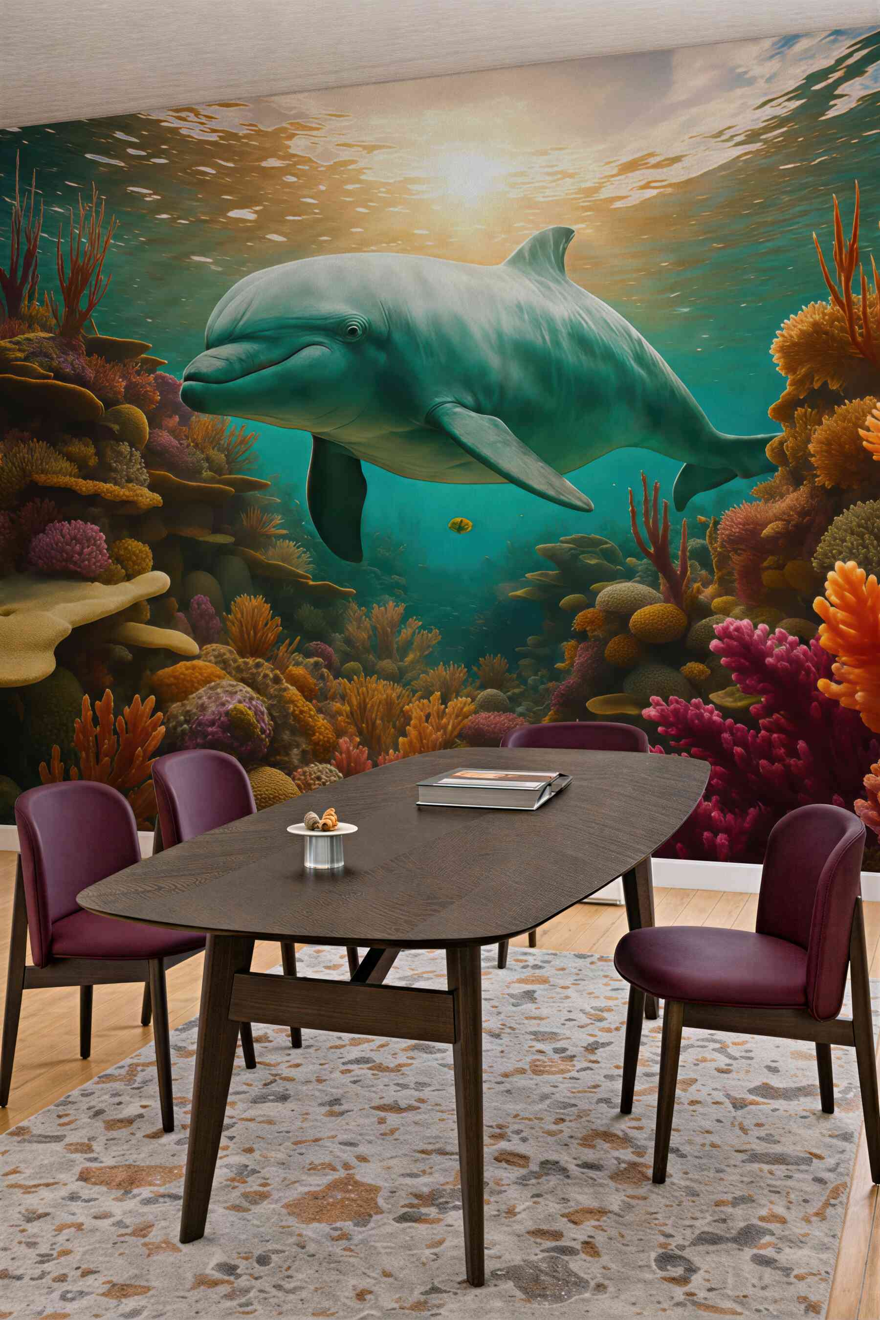 Fototapeta delfin wśród barwnych raf