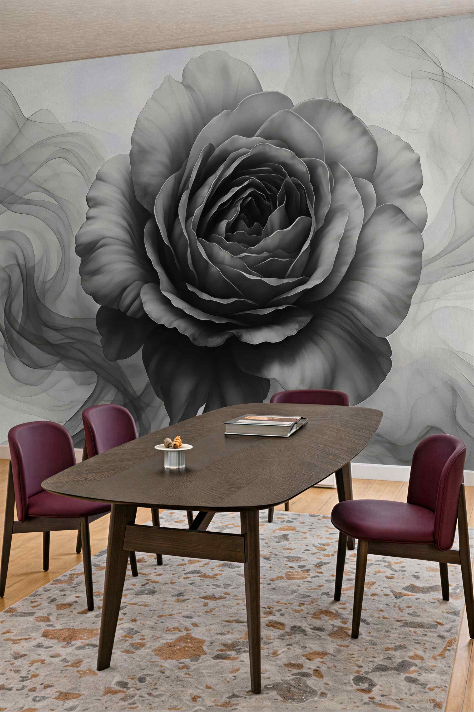 Fototapeta grafitowa róża w mglistym stylu