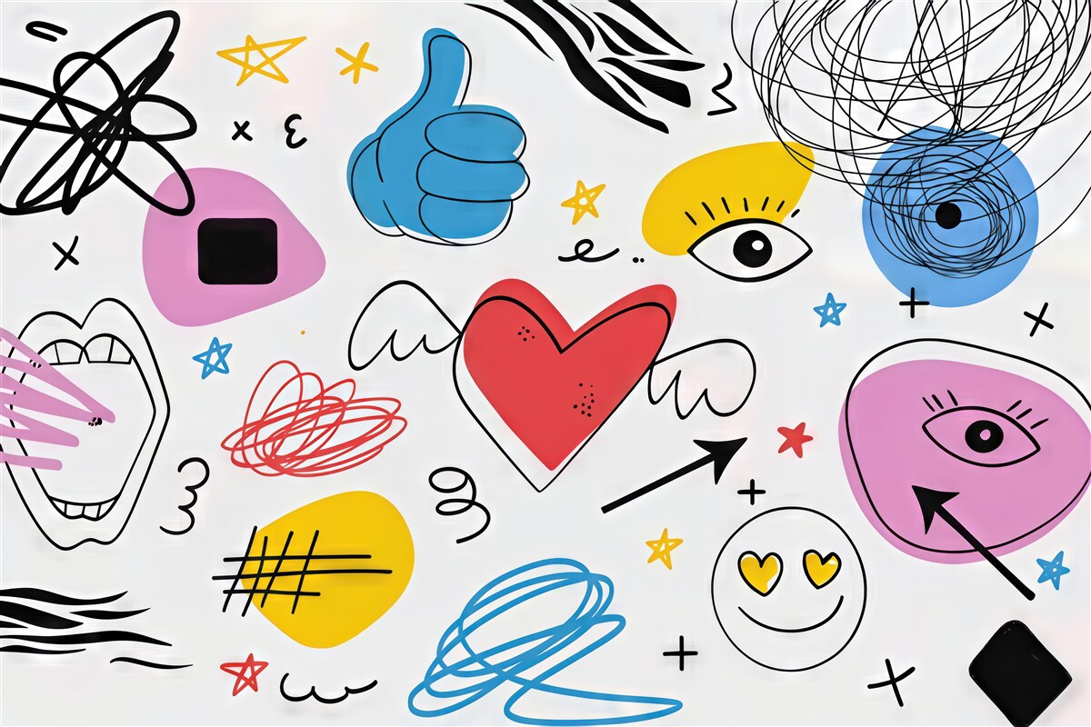Fototapeta kolorowe doodle w nowoczesnym chaosie