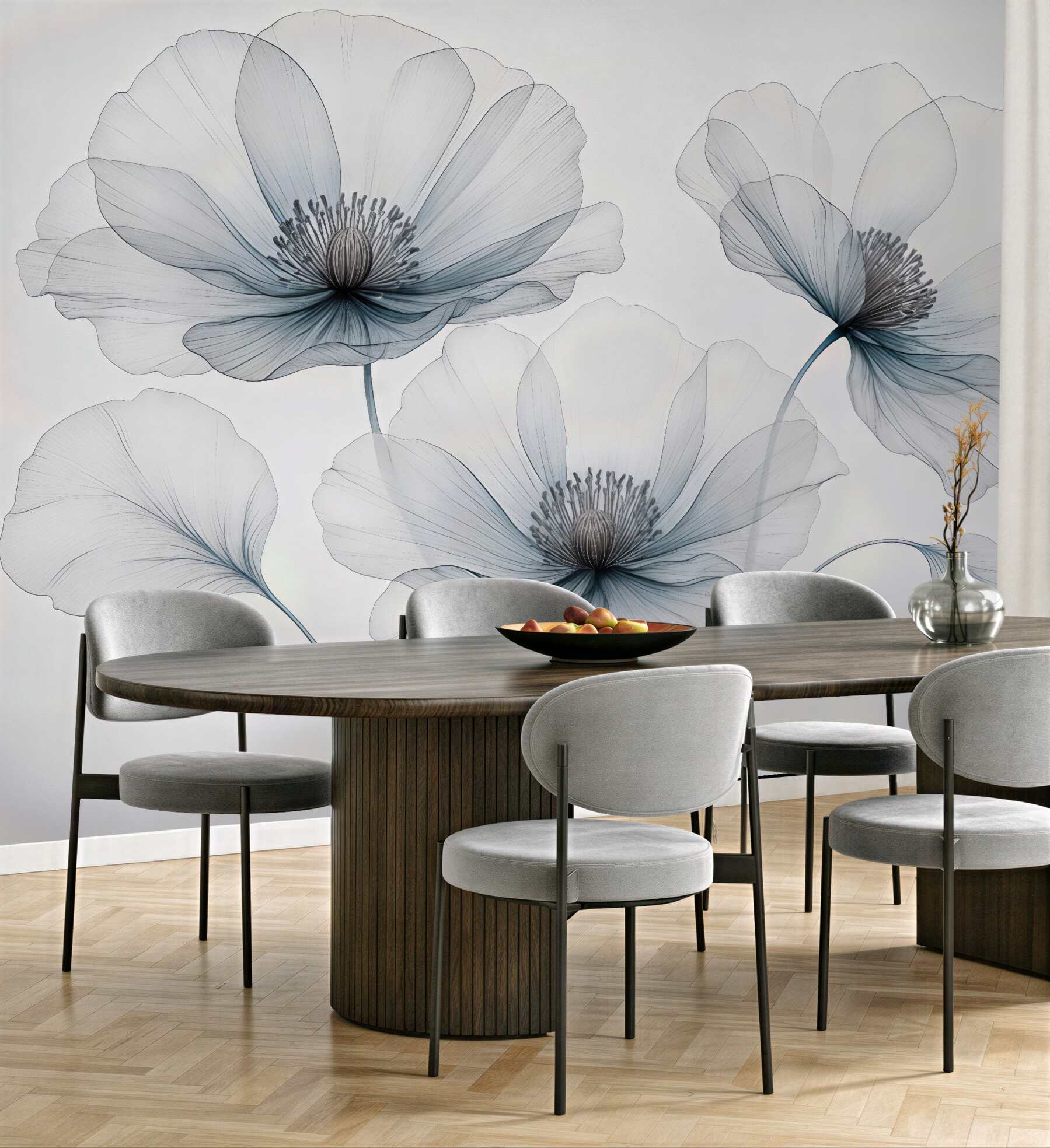 Fototapeta eteryczne maki w minimalistycznym stylu