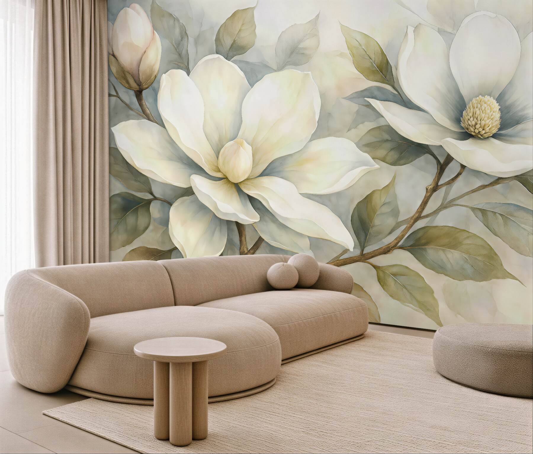 Fototapeta kremowe magnolie w subtelnej mgle