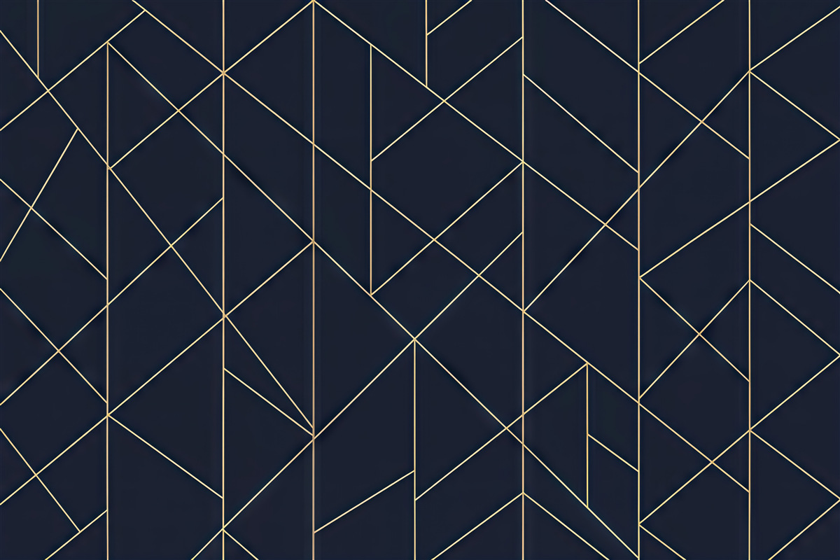 Fototapeta granatowa geometria ze złotą linią