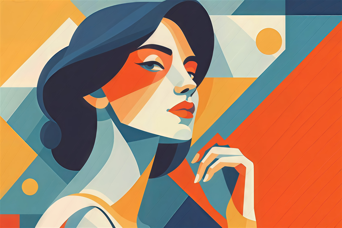 Fototapeta geometryczny portret kobiety w stylu art deco