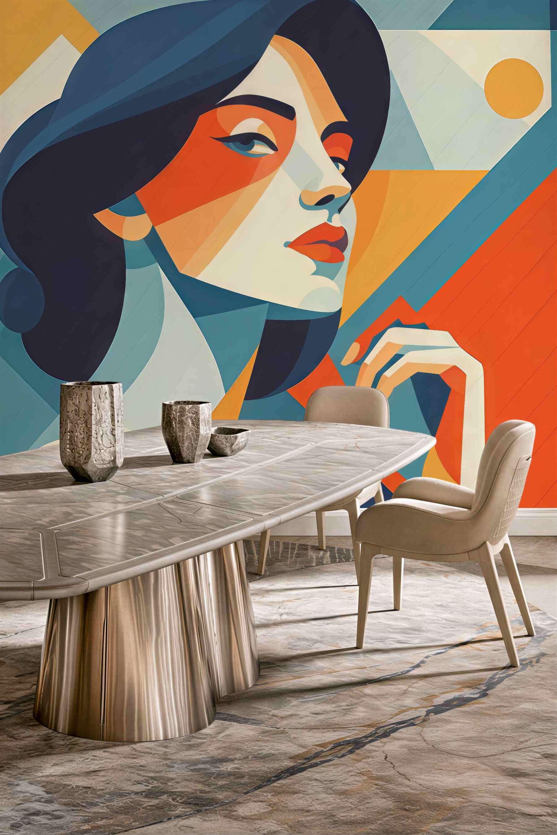 Fototapeta geometryczny portret kobiety w stylu art deco