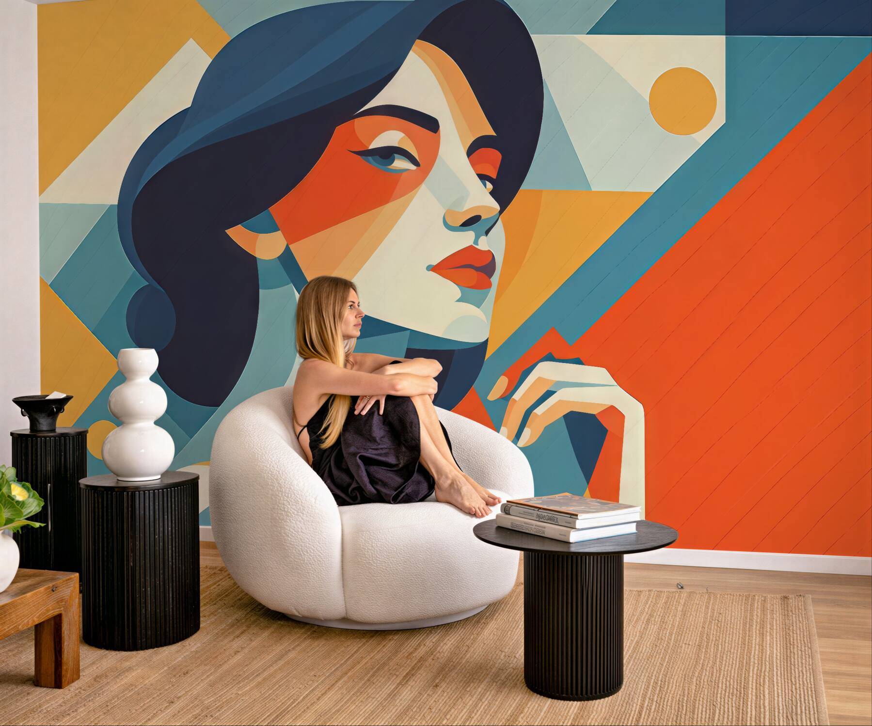 Fototapeta geometryczny portret kobiety w stylu art deco