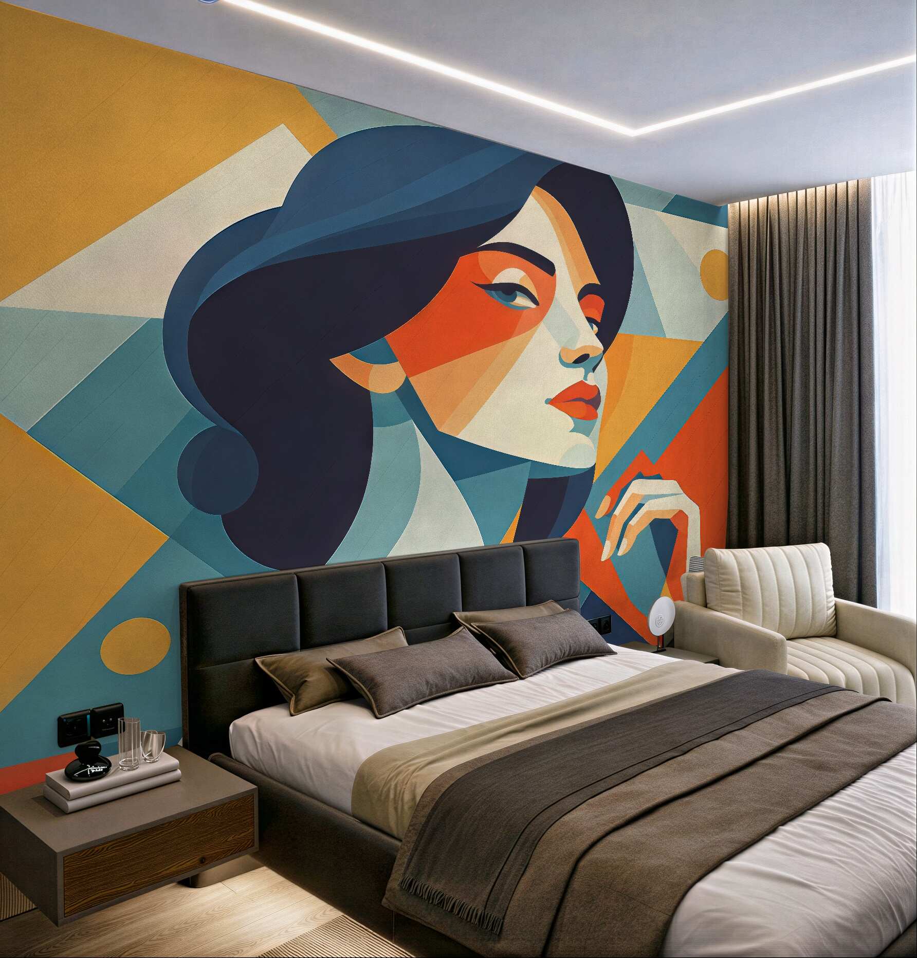 Fototapeta geometryczny portret kobiety w stylu art deco