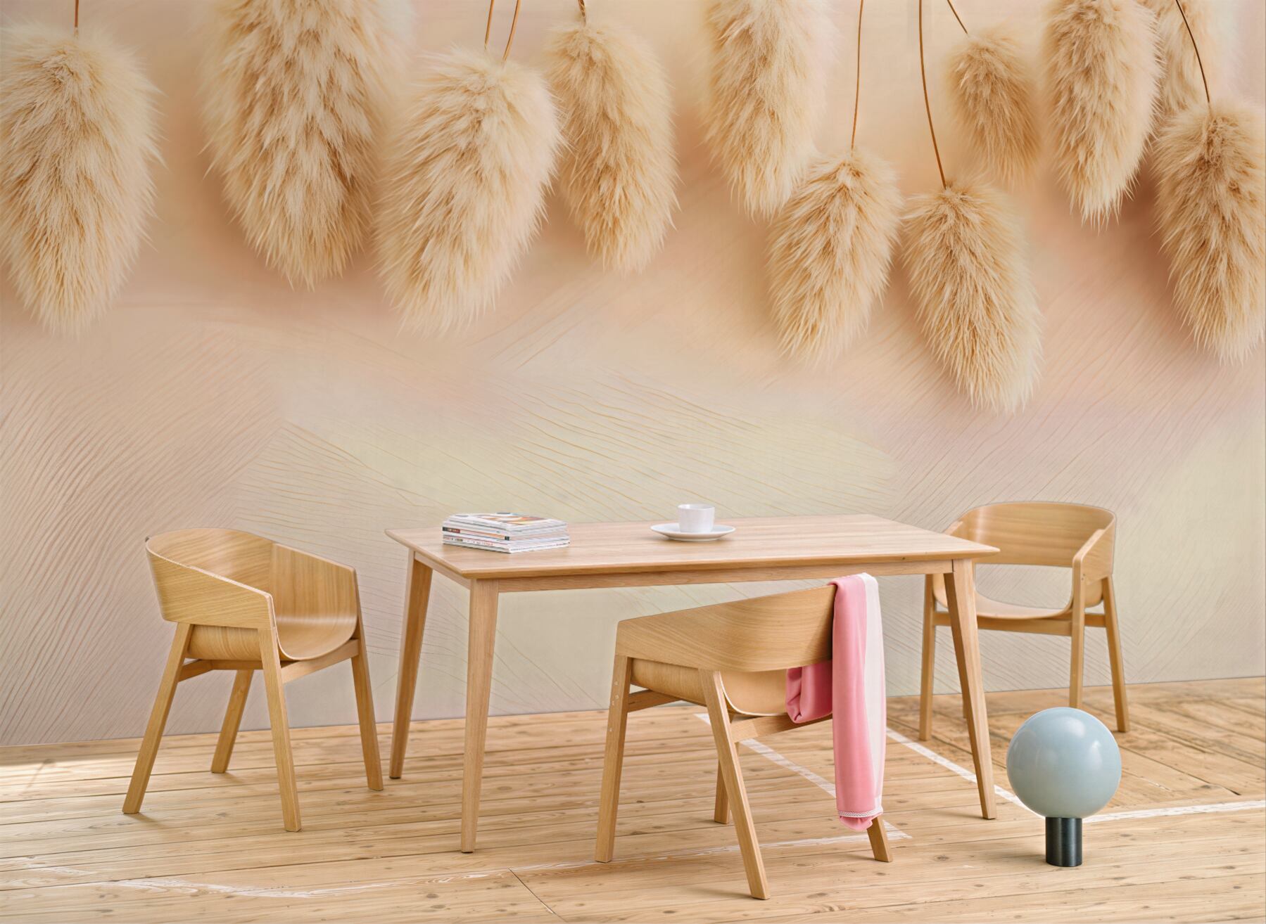 Fototapeta puszyste trawy w beżowej harmonii
