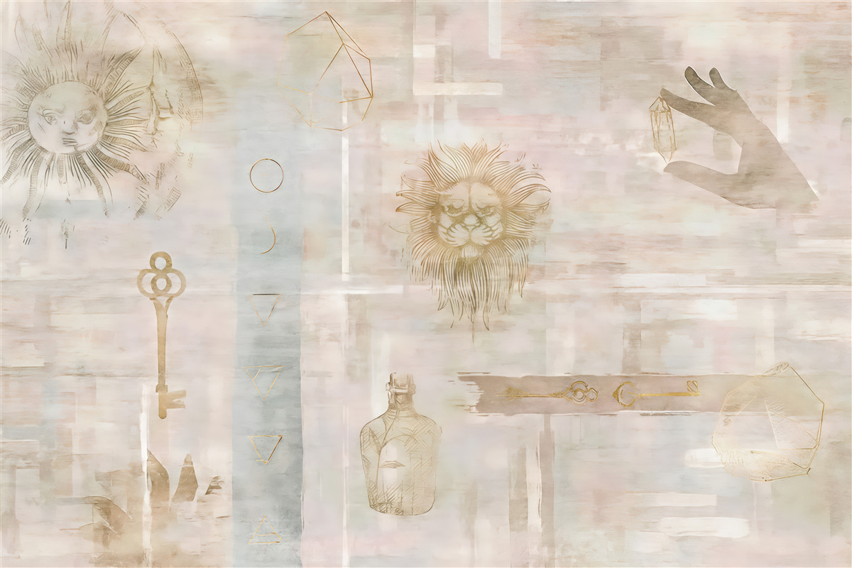 Fototapeta magiczne symbole w pudrowej abstrakcji