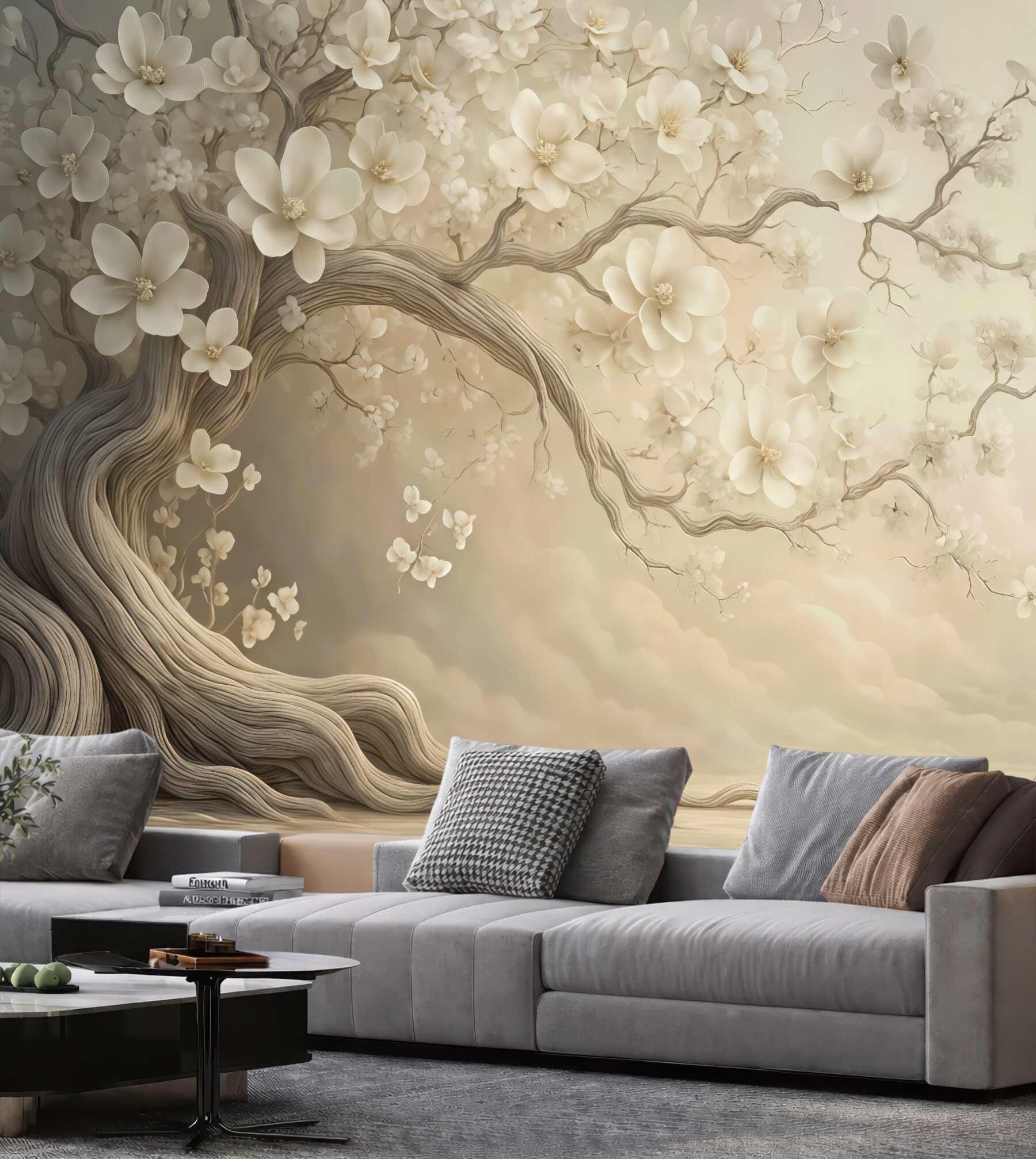 Fototapeta kremowe magnolie na baśniowym drzewie