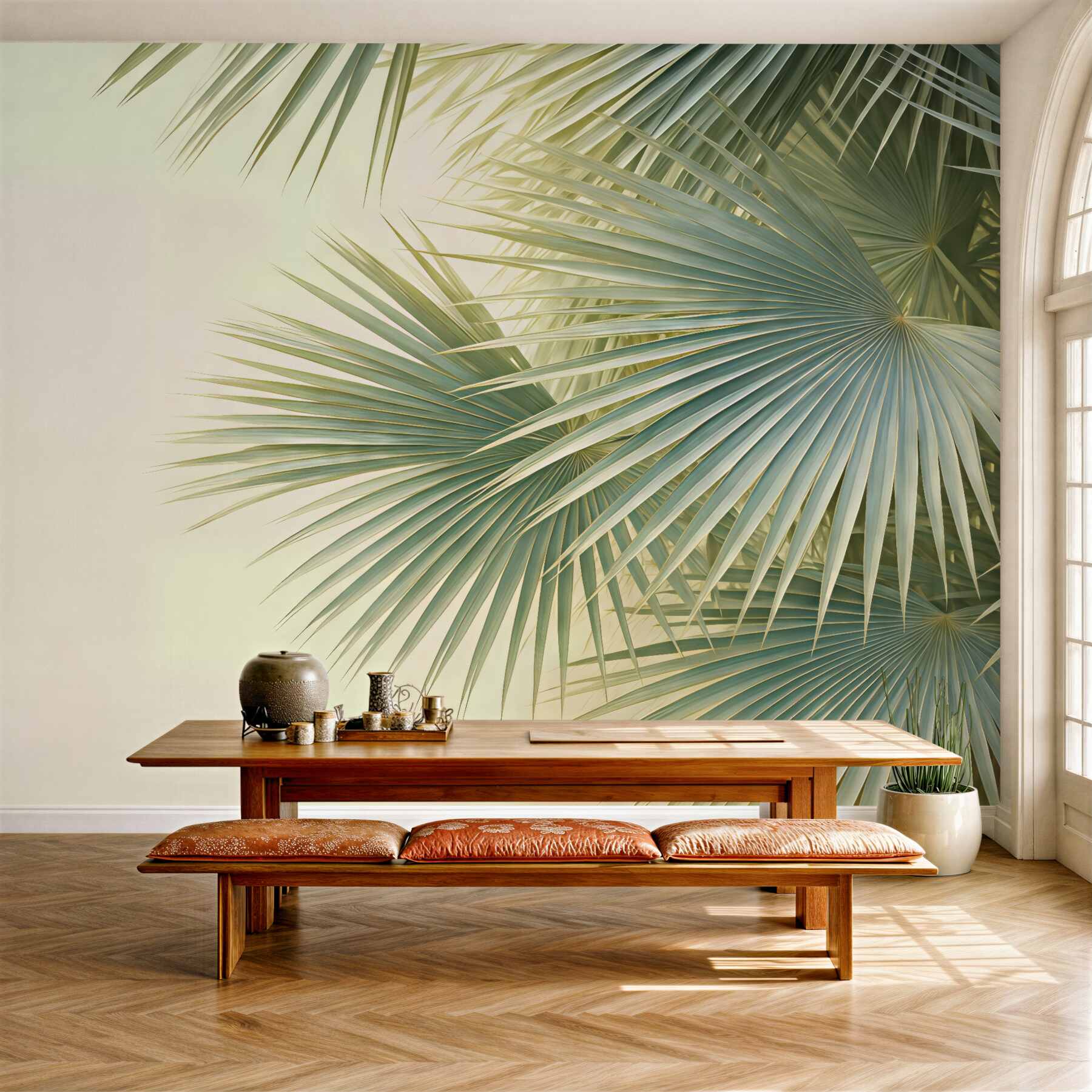 Fototapeta tropikalne wachlarze palm w zieleni