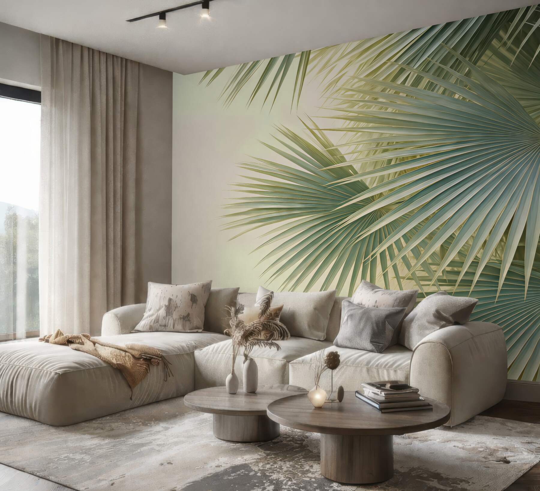Fototapeta tropikalne wachlarze palm w zieleni