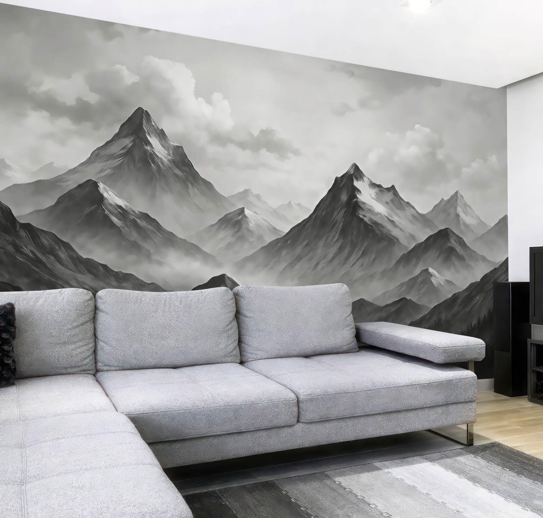 Fototapeta mglista panorama górskich szczytów