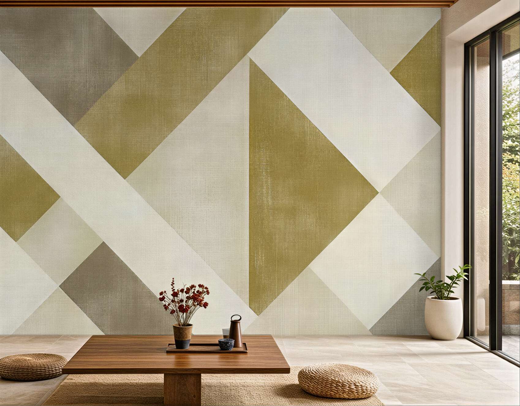 Fototapeta beżowa geometria eleganckiego spokoju
