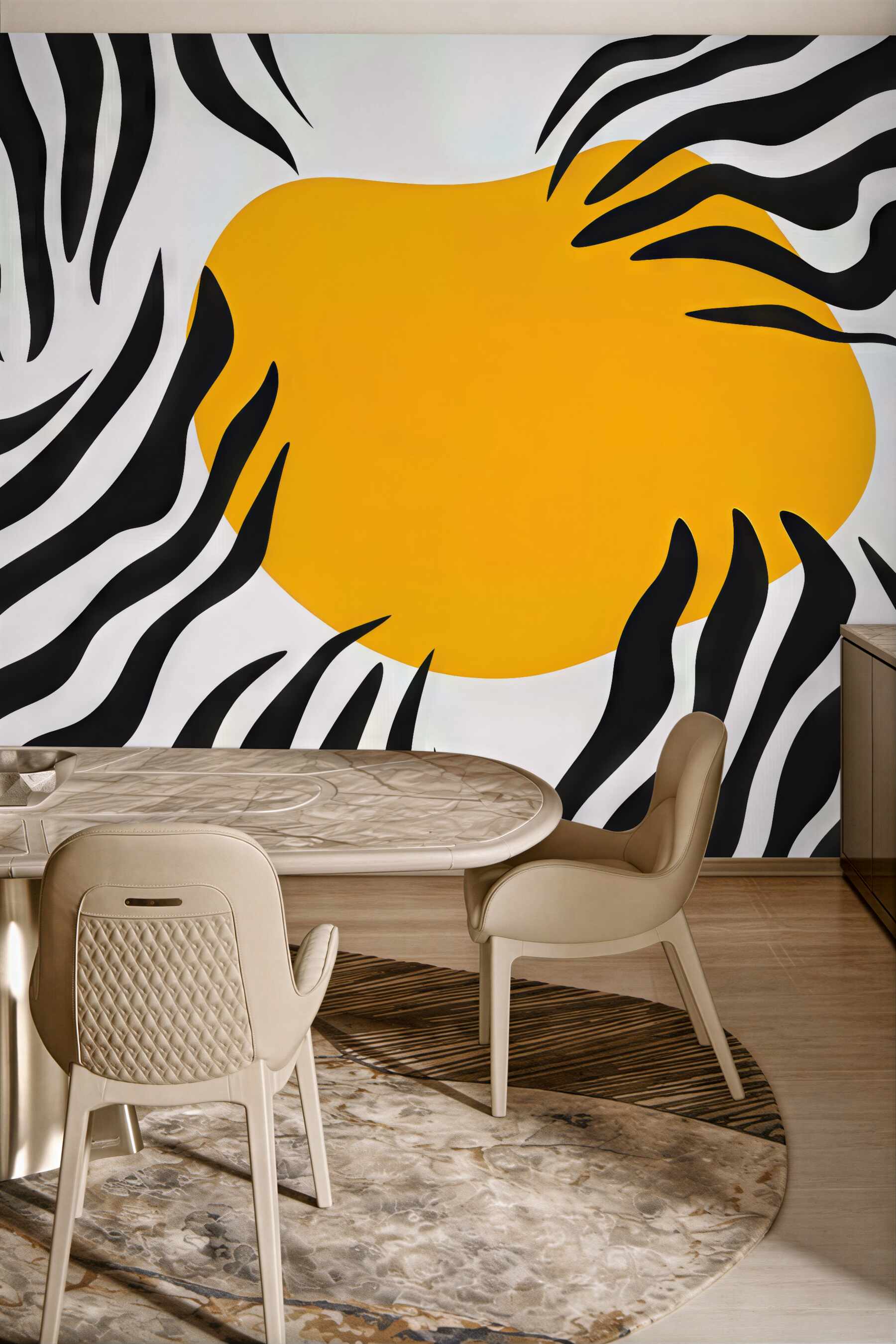 Fototapeta zebra i złote słońce