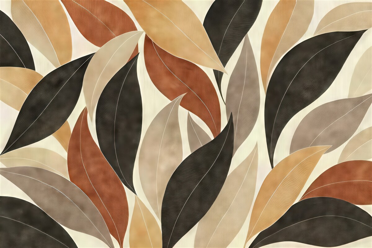 Fototapeta abstrakcyjne liście w ciepłych beżach