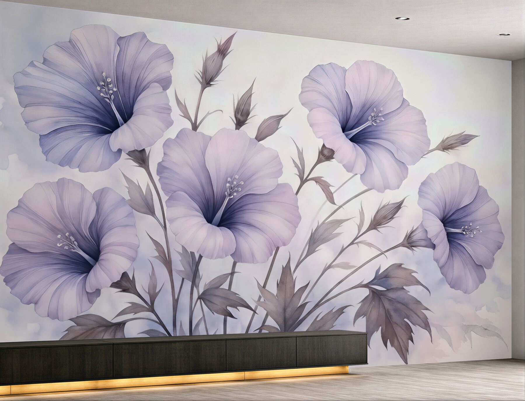 Fototapeta lawendowe malwy w pastelowej mgiełce