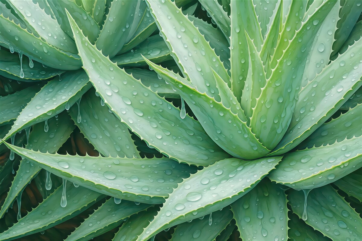 Fototapeta aloes z kroplami świeżości