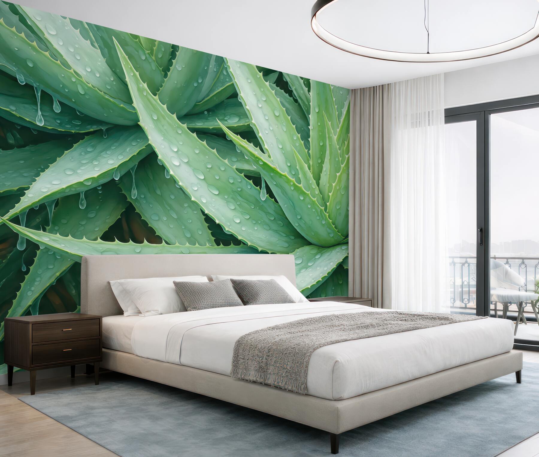 Fototapeta aloes z kroplami świeżości