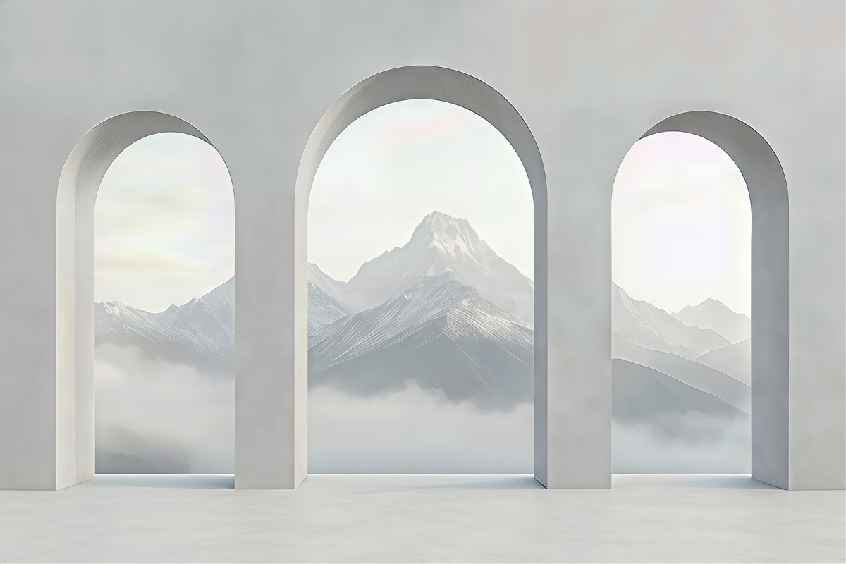 Fototapeta górski widok w minimalistycznych arkadach