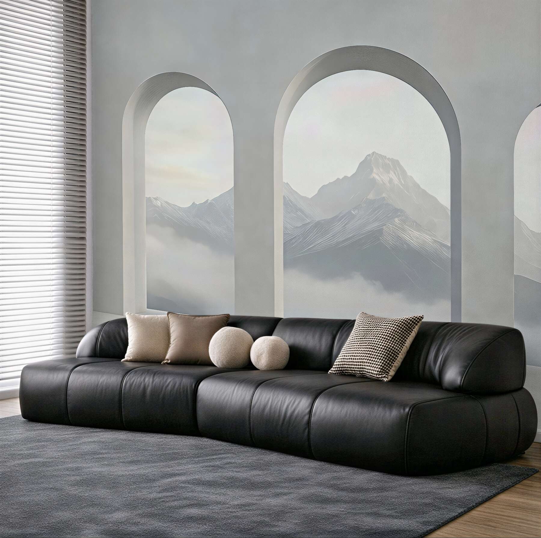 Fototapeta górski widok w minimalistycznych arkadach