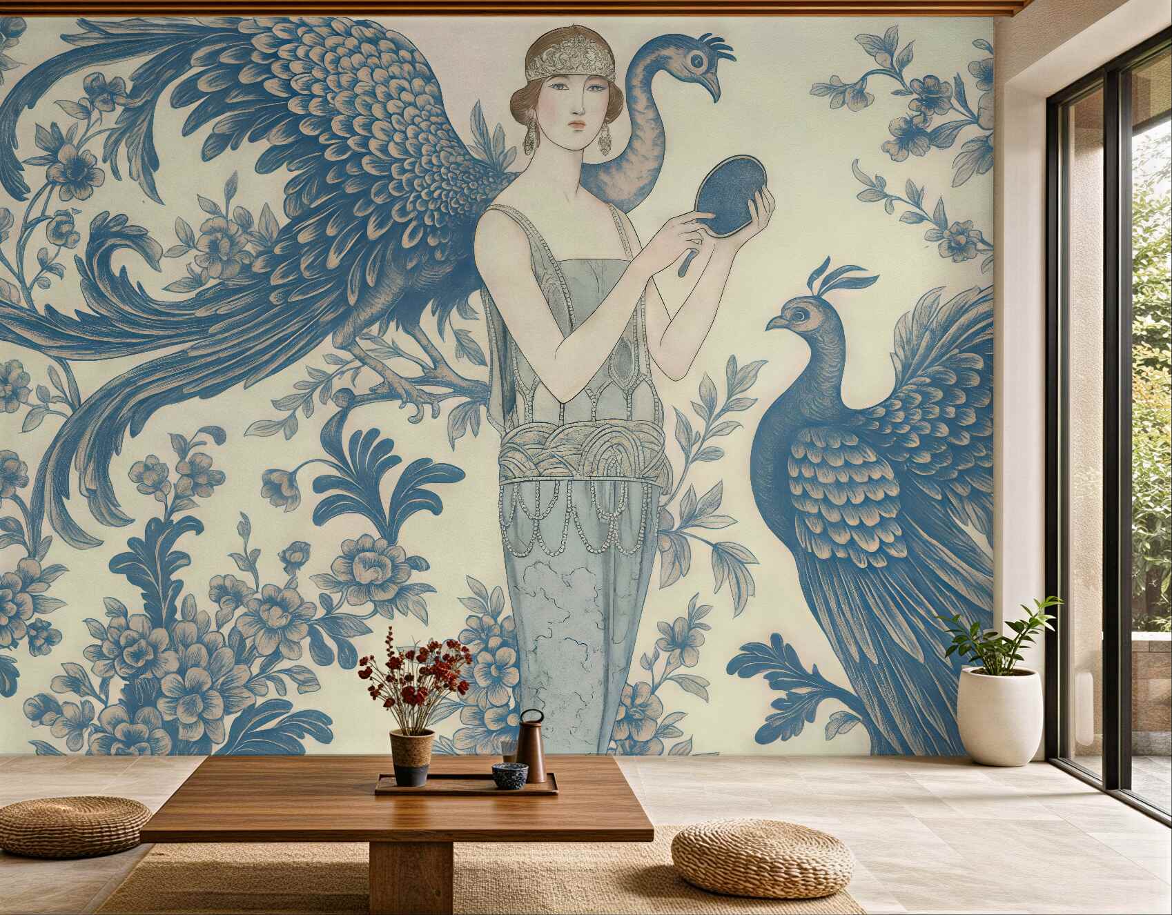Fototapeta art déco z pawiami