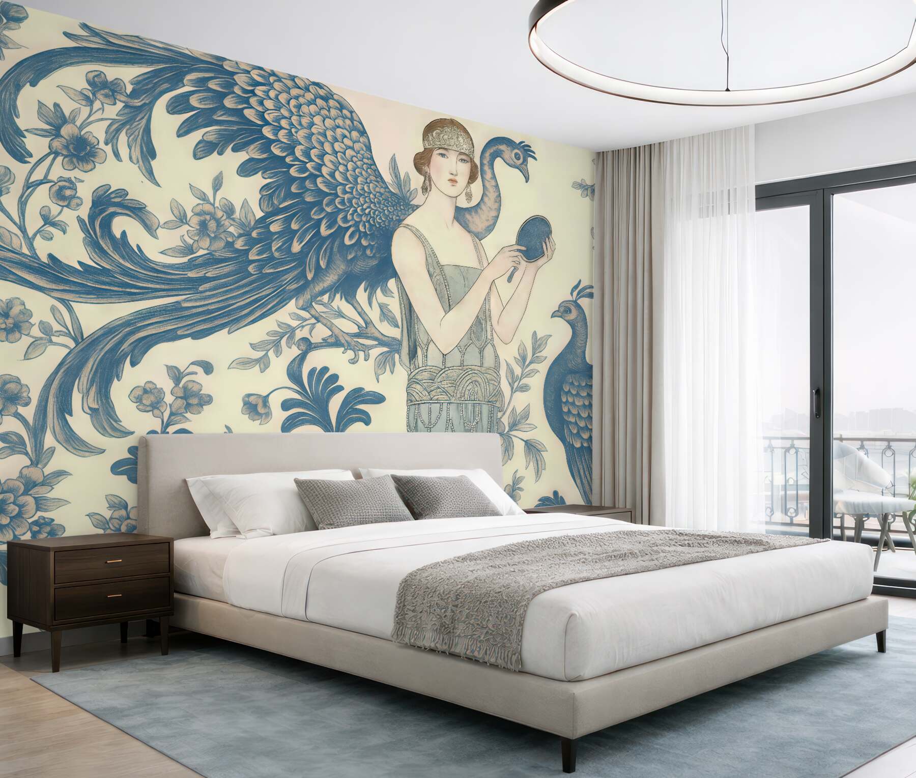 Fototapeta art déco z pawiami