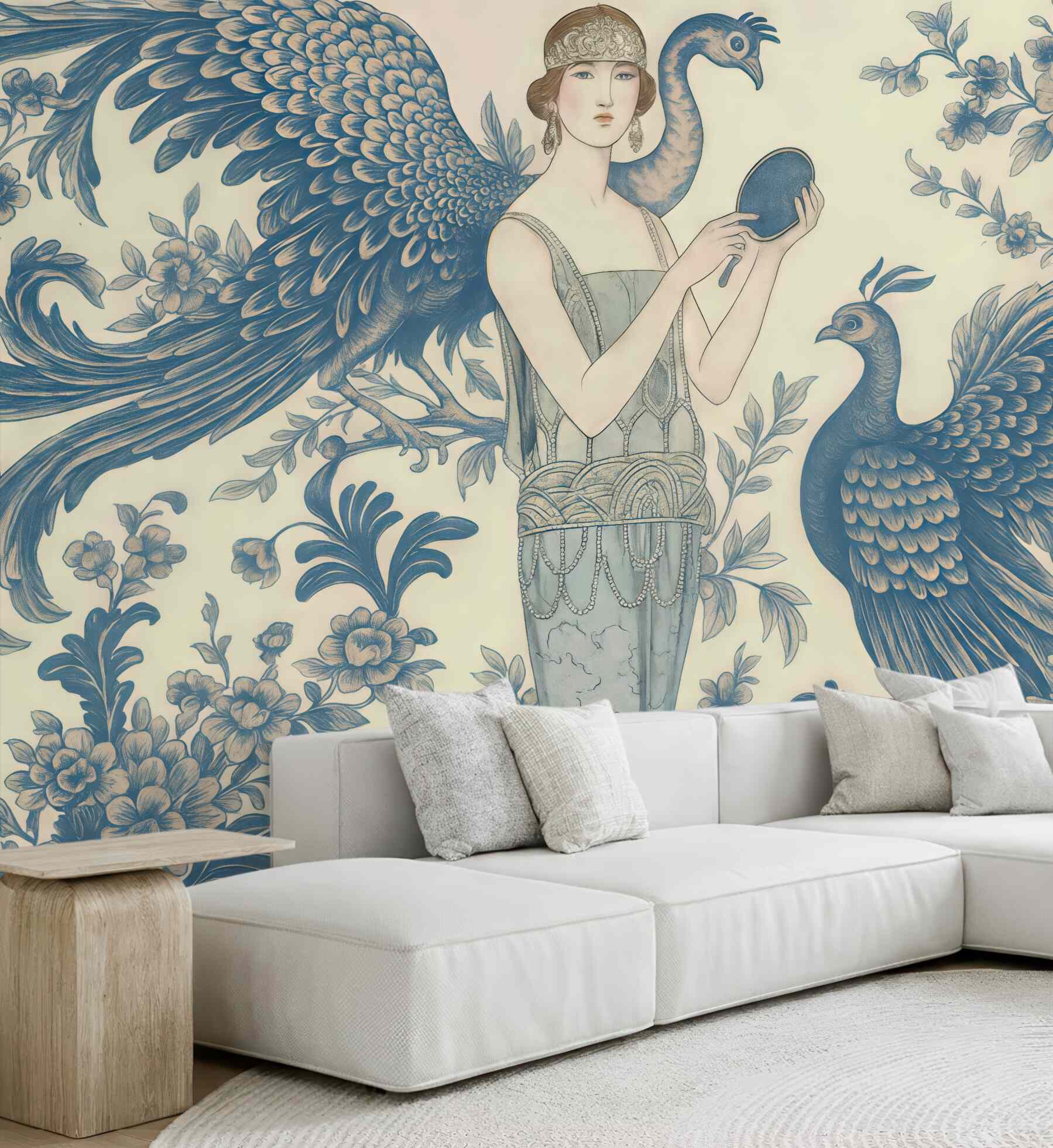 Fototapeta art déco z pawiami
