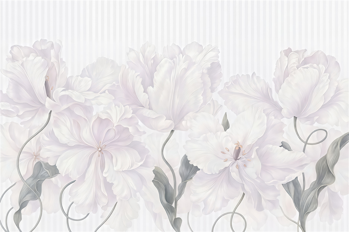 Fototapeta kremowe peonie w subtelnych pasach