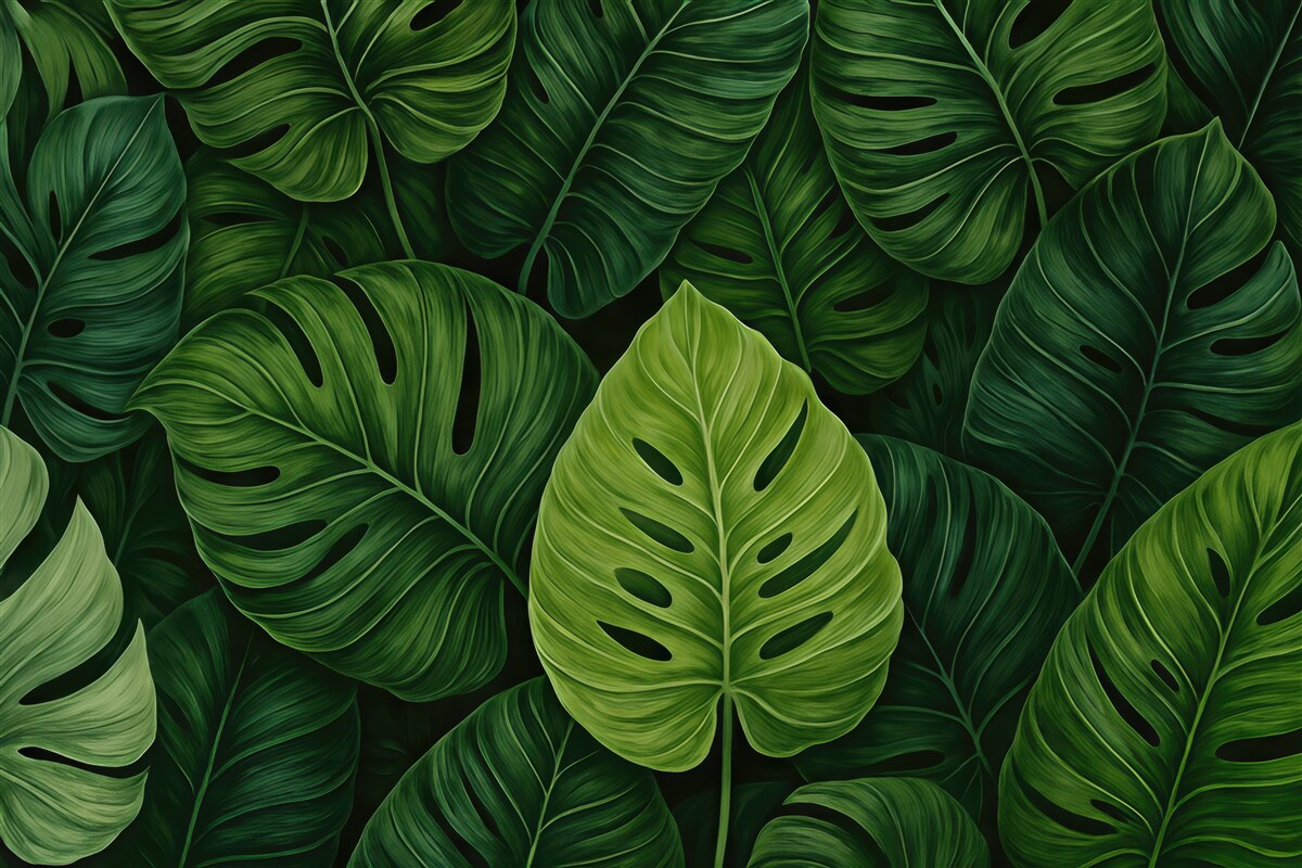 Fototapeta zielona monstera tropikalna głębia
