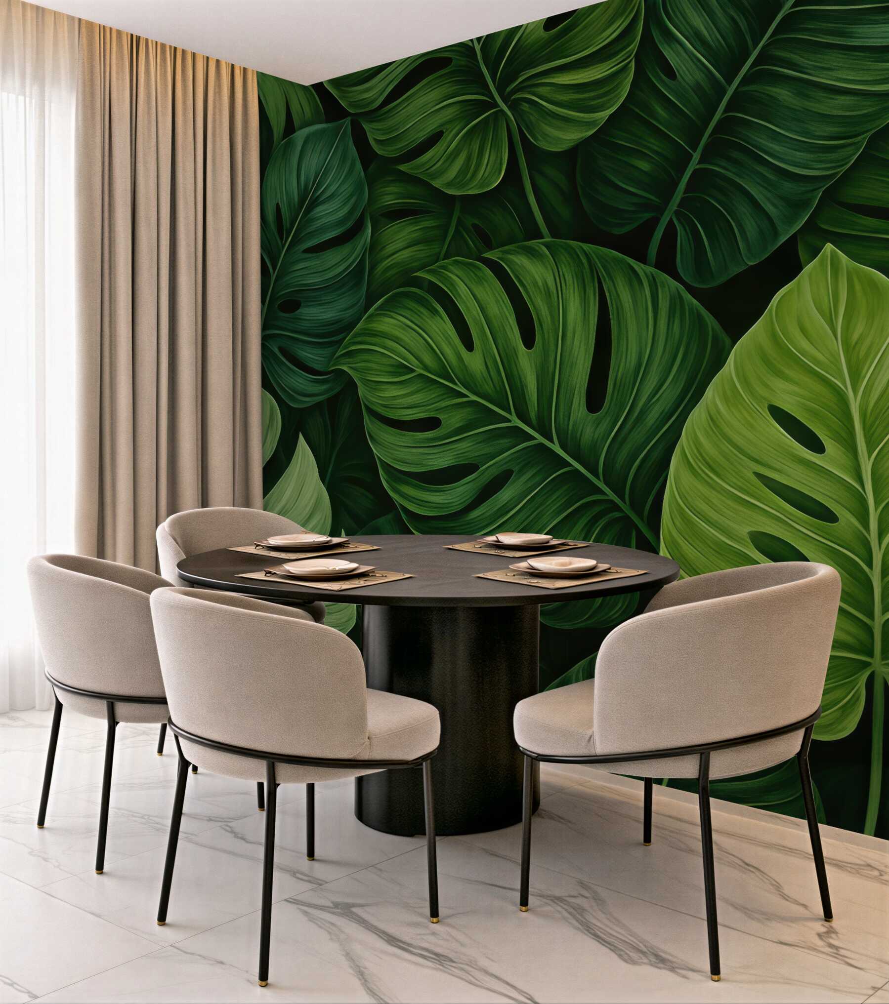 Fototapeta zielona monstera tropikalna głębia