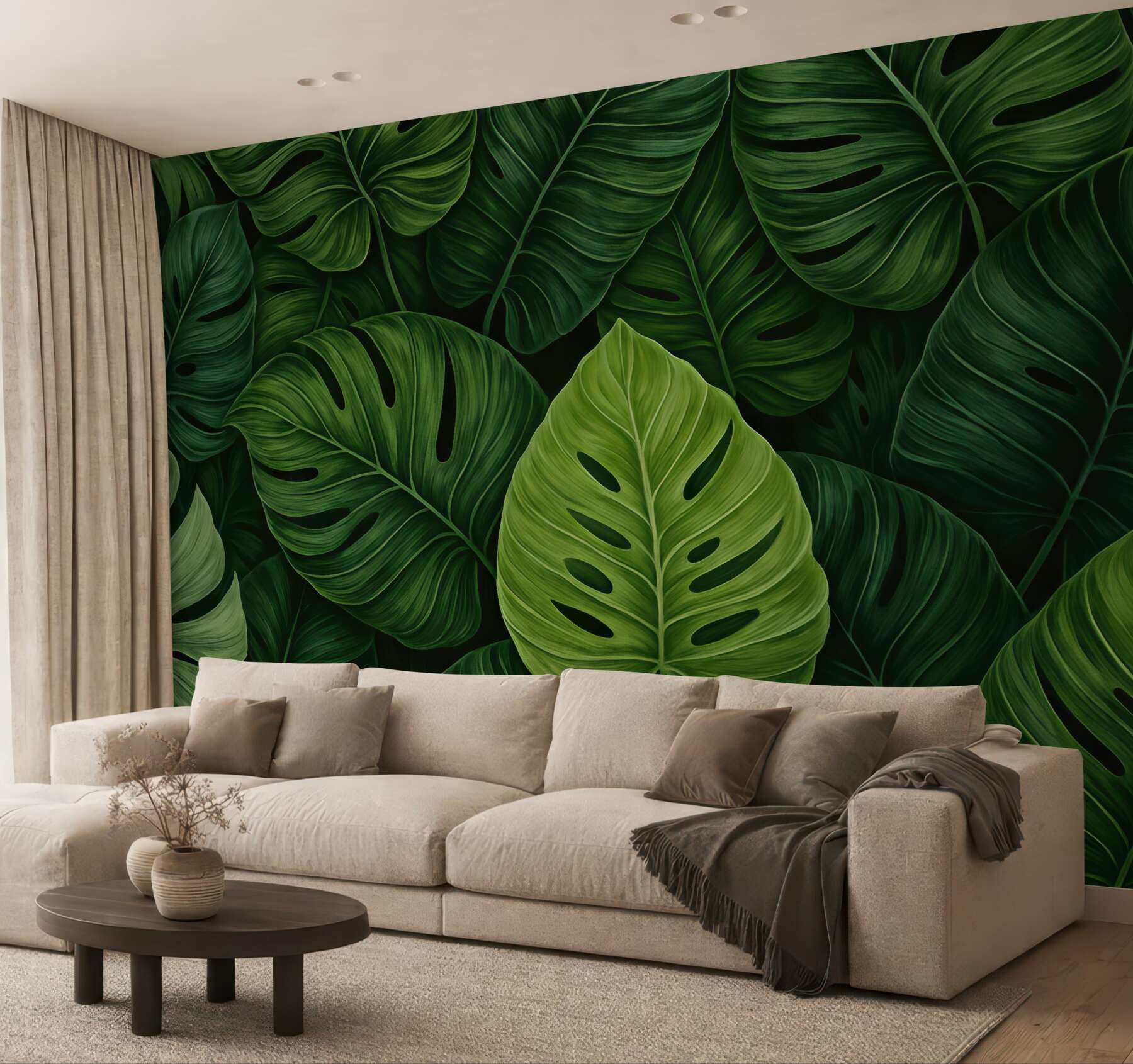 Fototapeta zielona monstera tropikalna głębia