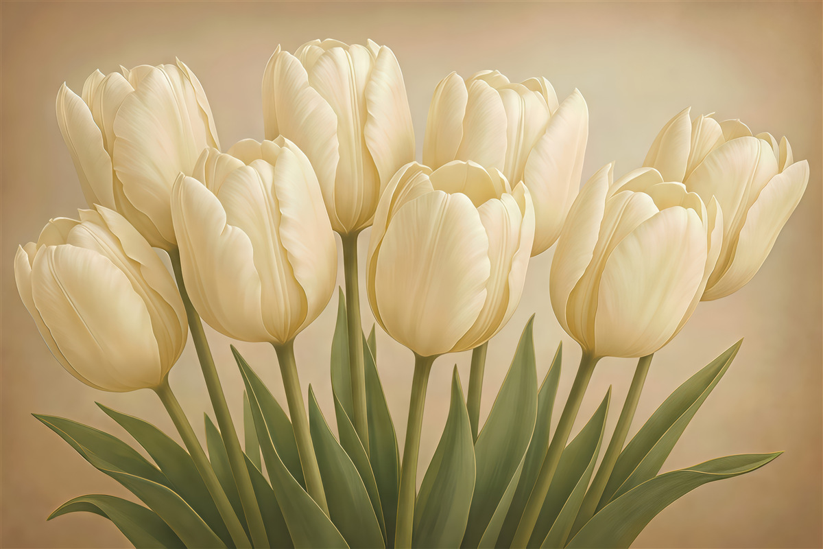Fototapeta eleganckie waniliowe tulipany