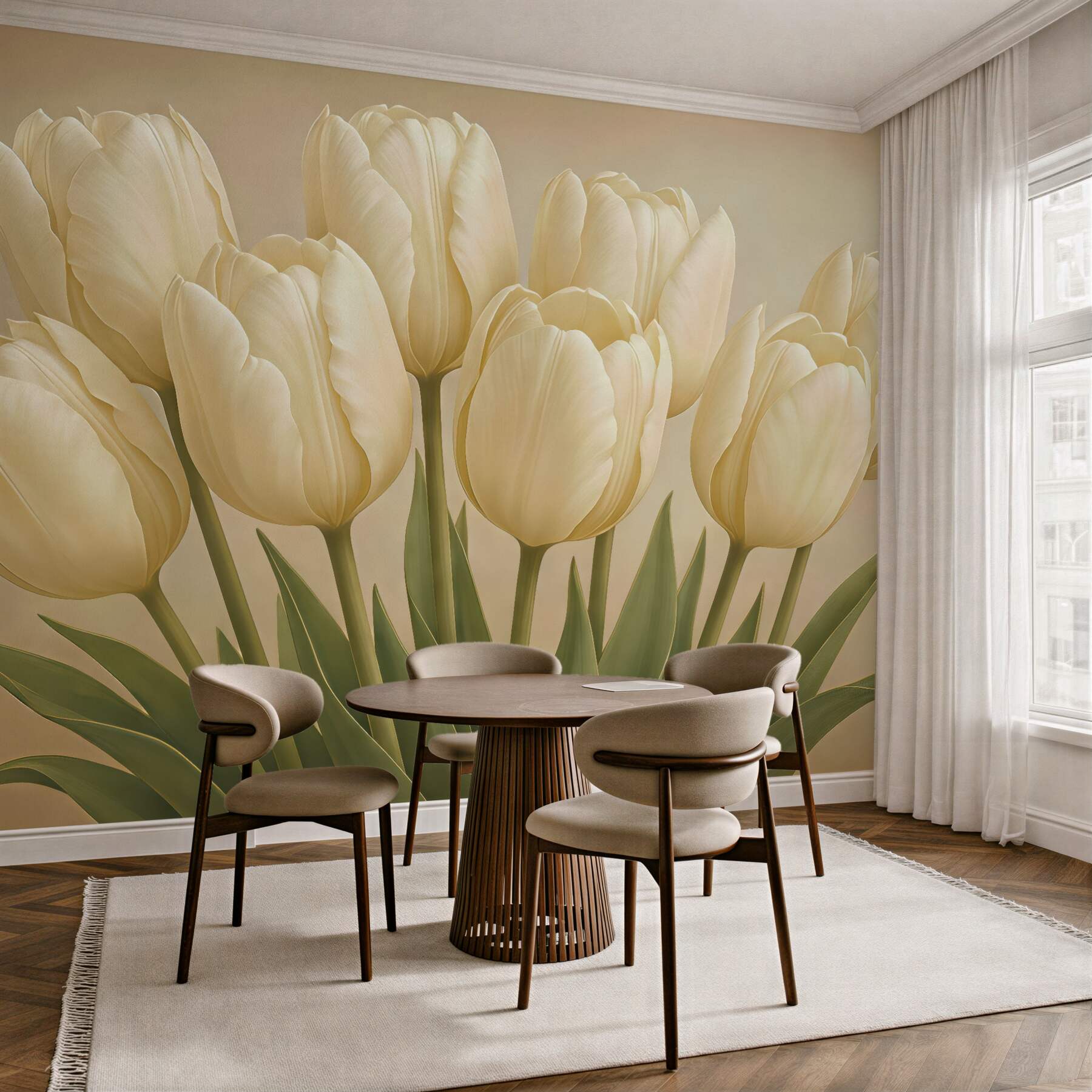 Fototapeta eleganckie waniliowe tulipany