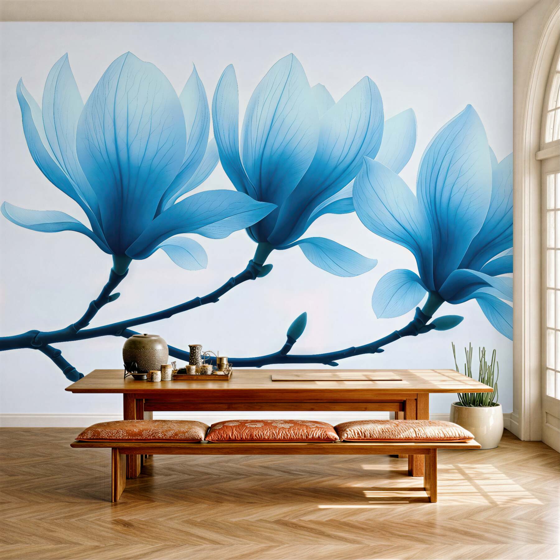 Fototapeta błękitne magnolie na gałęzi